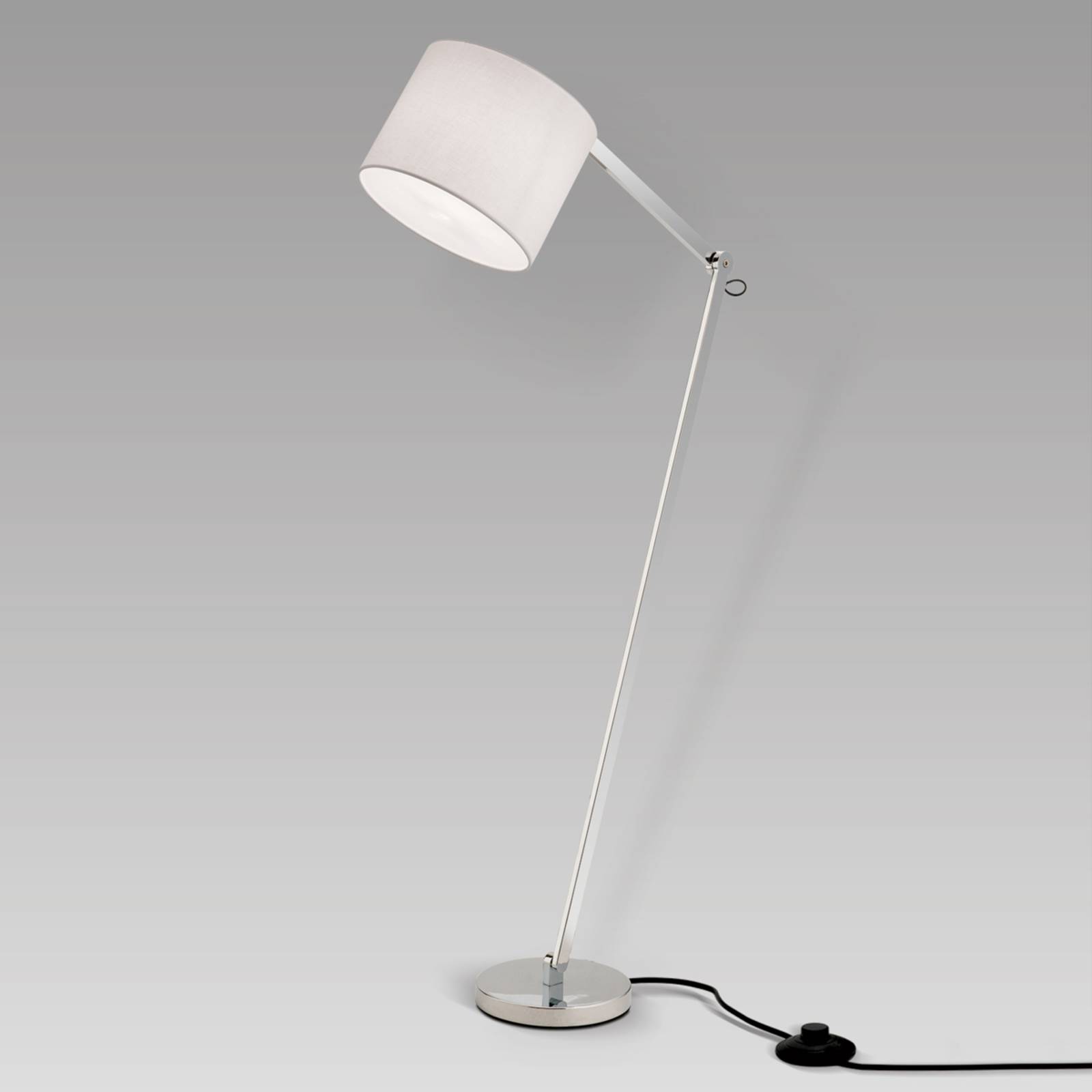 Lampa stojąca Artak z abażurem z białego lnu