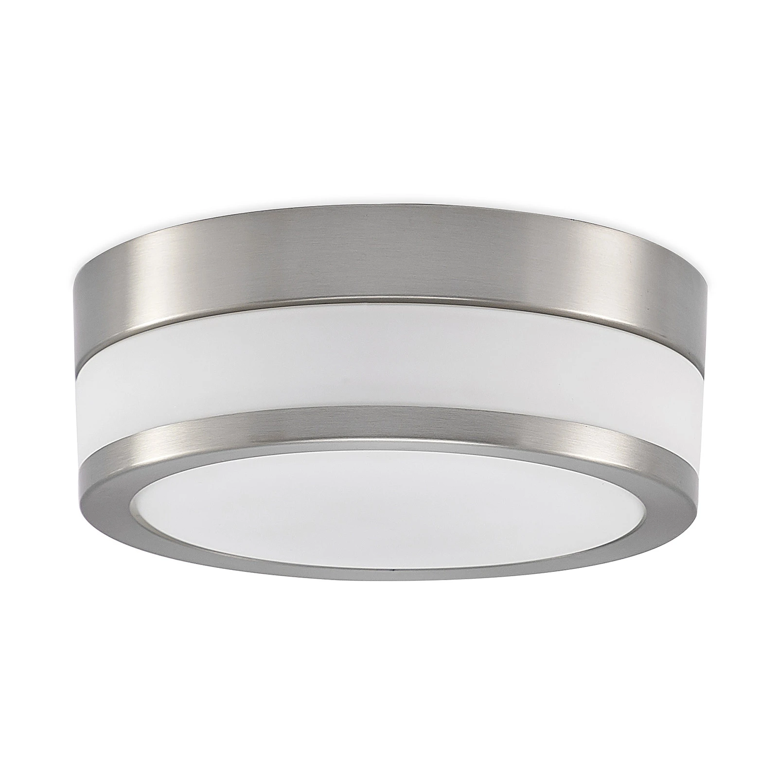 Plafonnier Lindby Flavi, Ø 23 cm, nickel, verre, IP44, E27