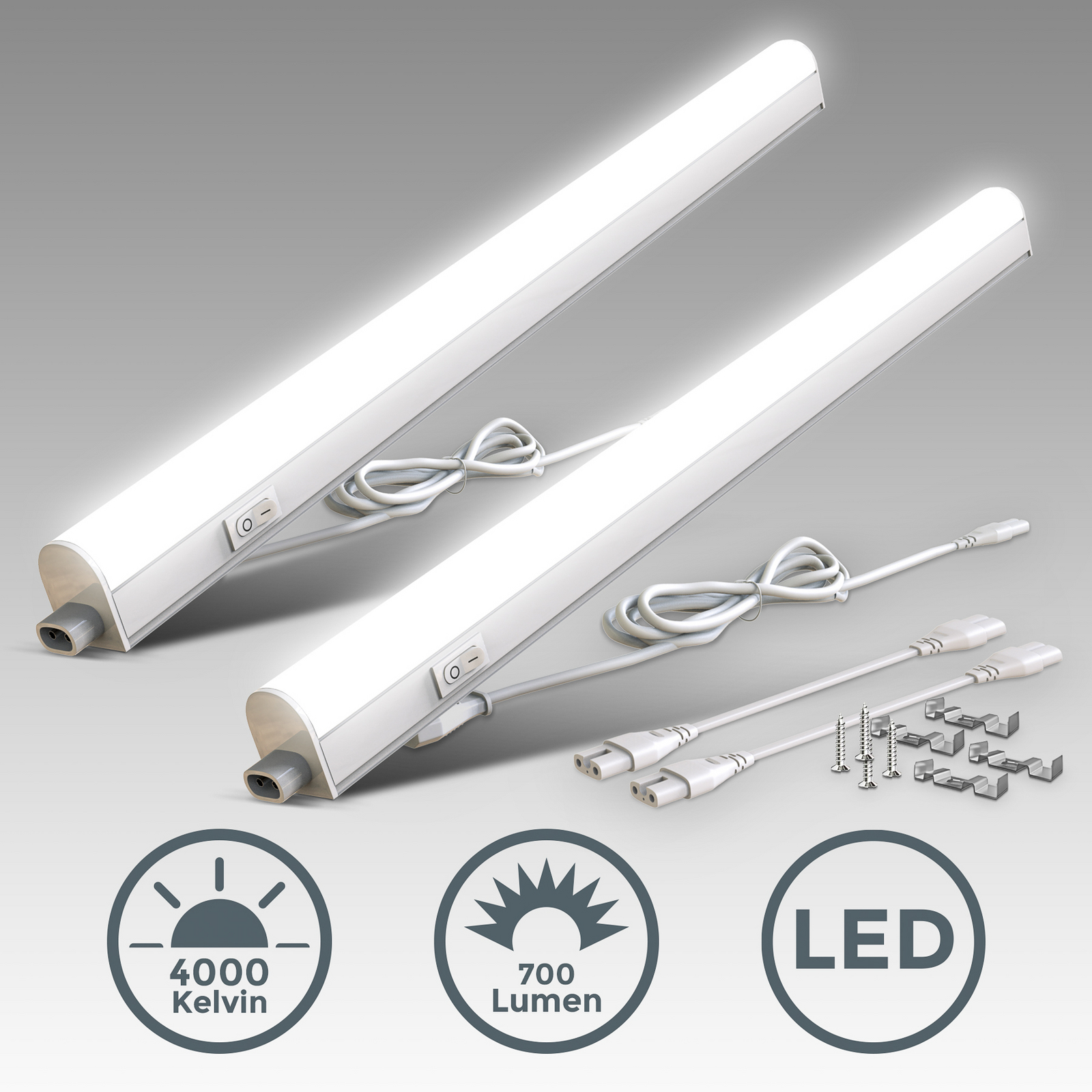 LED meubelverlichting Xaver, lengte 57,3 cm, set van 2 stuks 4000 K