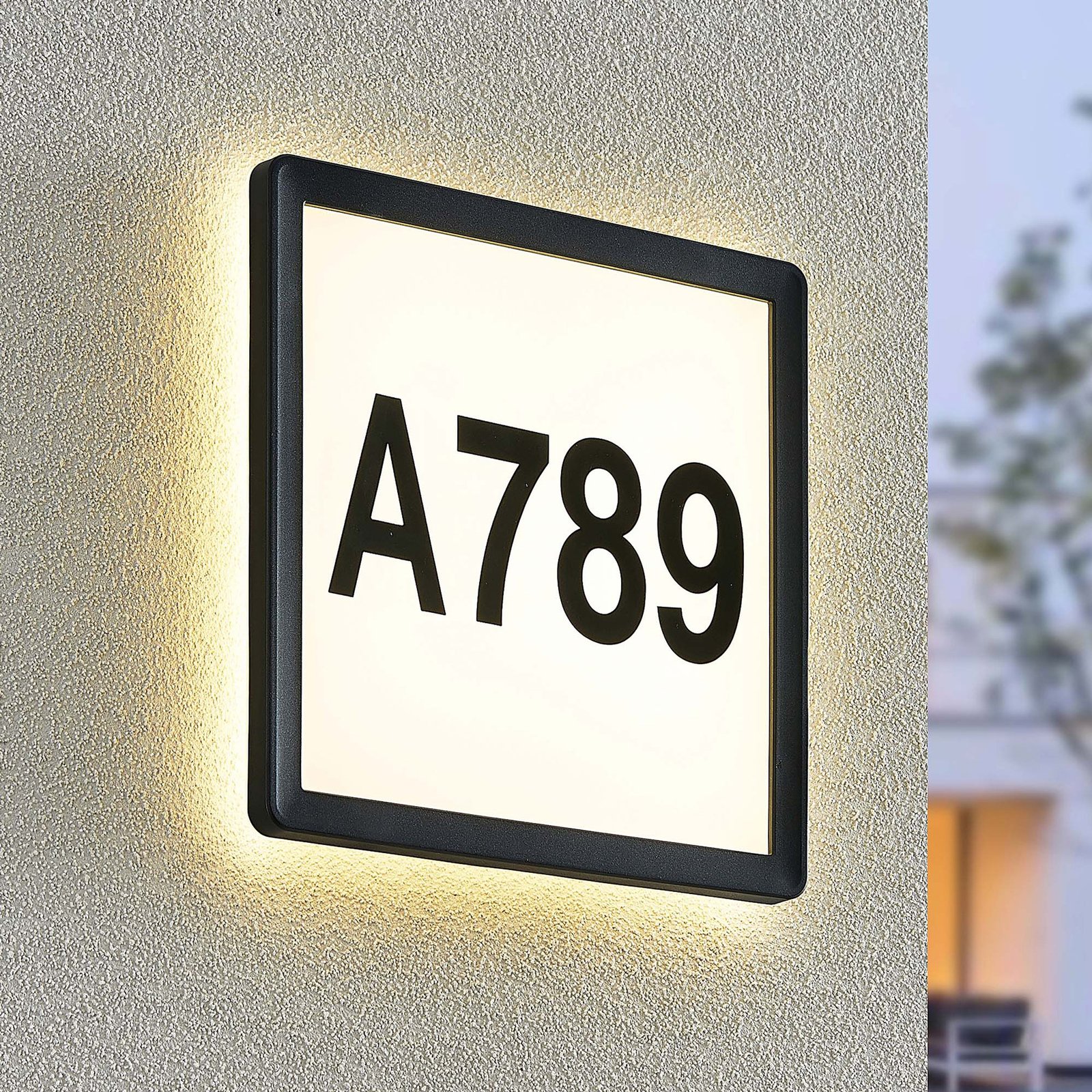 Prios Darui utendørs LED-vegglampe husnummersett