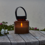 Solární lampa Aston Jar, výška 16 cm, jantarová/hnědá, IP44