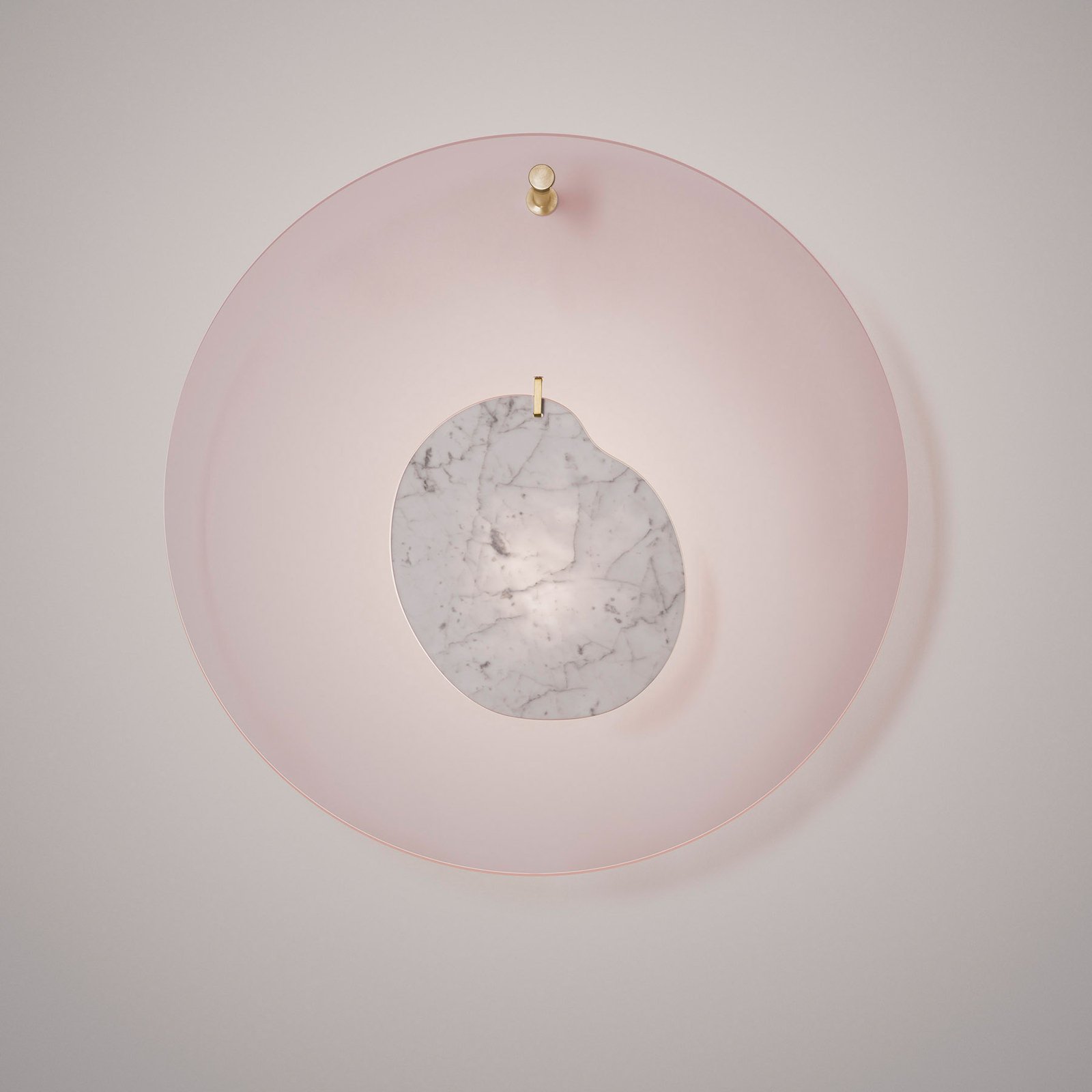 FOSCARINI Foscarini Gioia grande wall light Ø 68 cm pink, for Living / Dining Room, PMMA, marble, aluminium, brass, 10 W, energy efficiency: A+