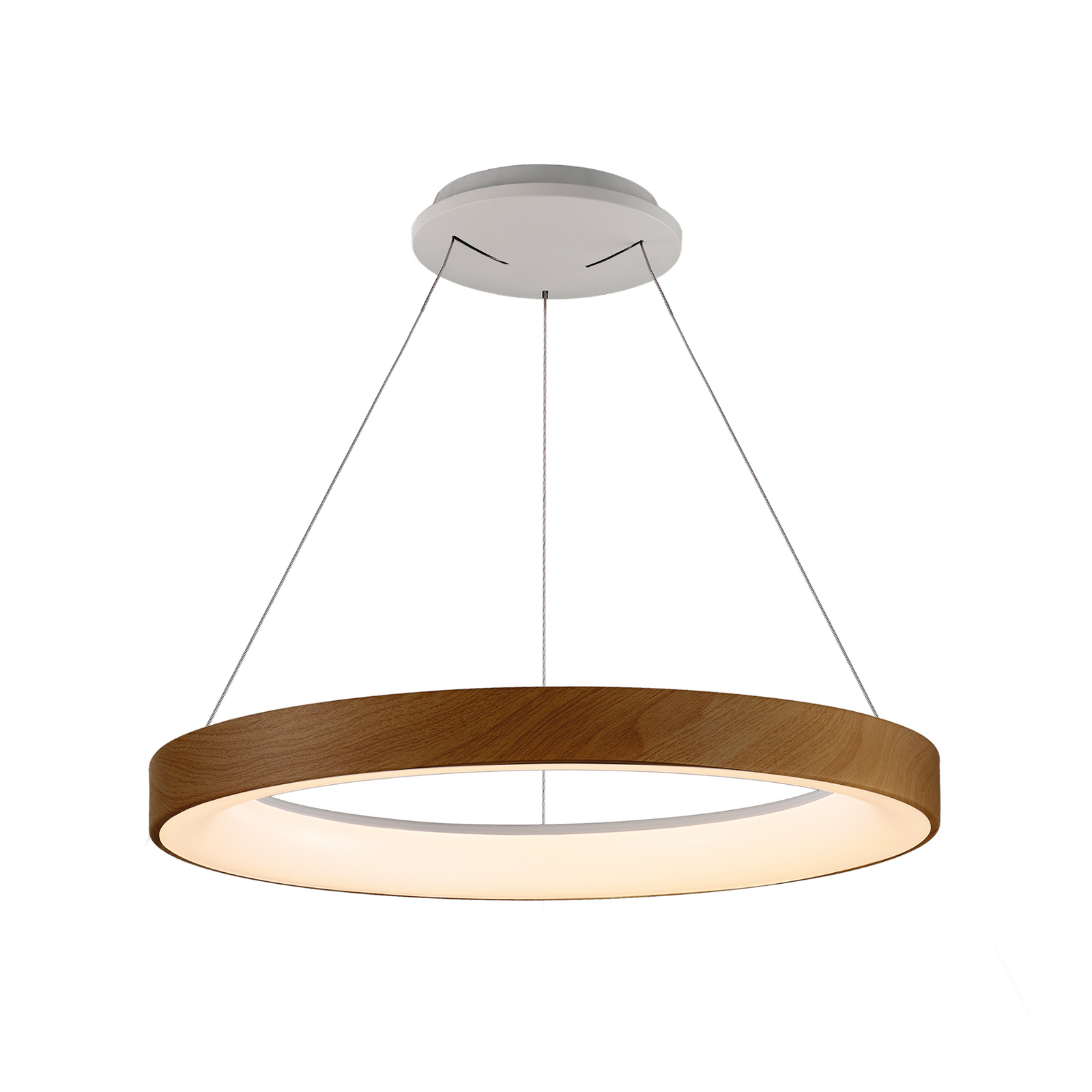 Lámpara colgante LED Niseko II, control remoto, Ø 50cm color madera