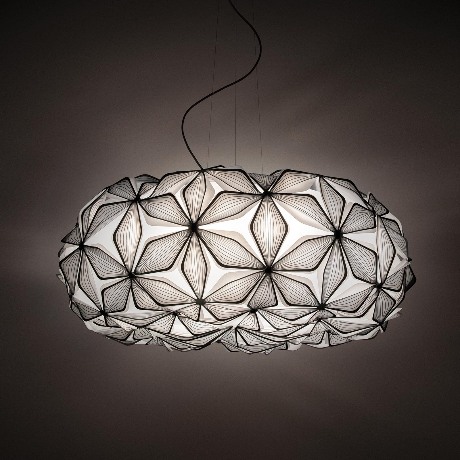 Lampa wisząca C'EST LA VIE, czarna/kabel czarny, Ø 70 cm