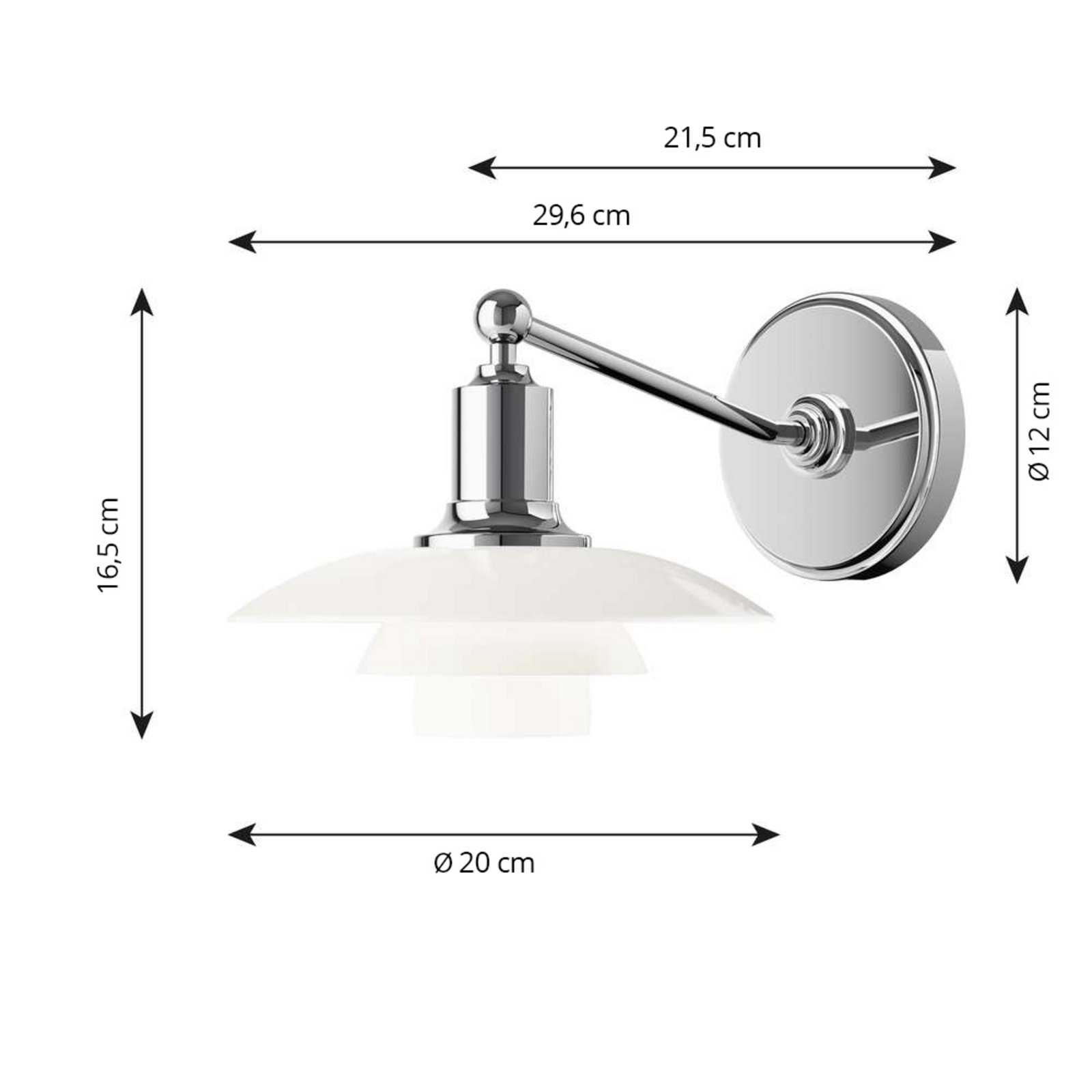 PH 2/1 Wandlampe, weiß/opal, Glas, 16,5 cm - Louis Poulsen