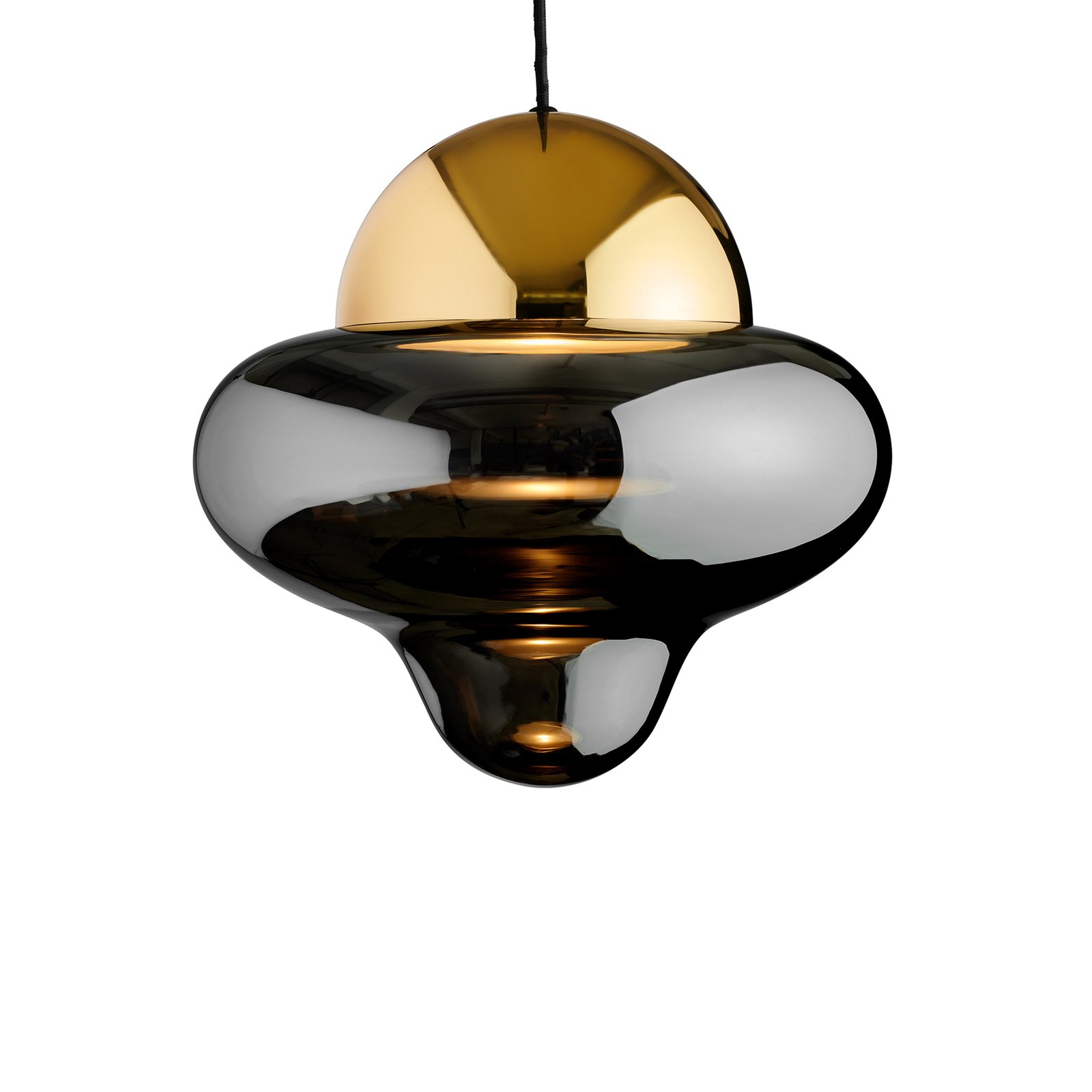 LED pendant light Nutty XL, smoke grey / gold-coloured, Ø 30 cm