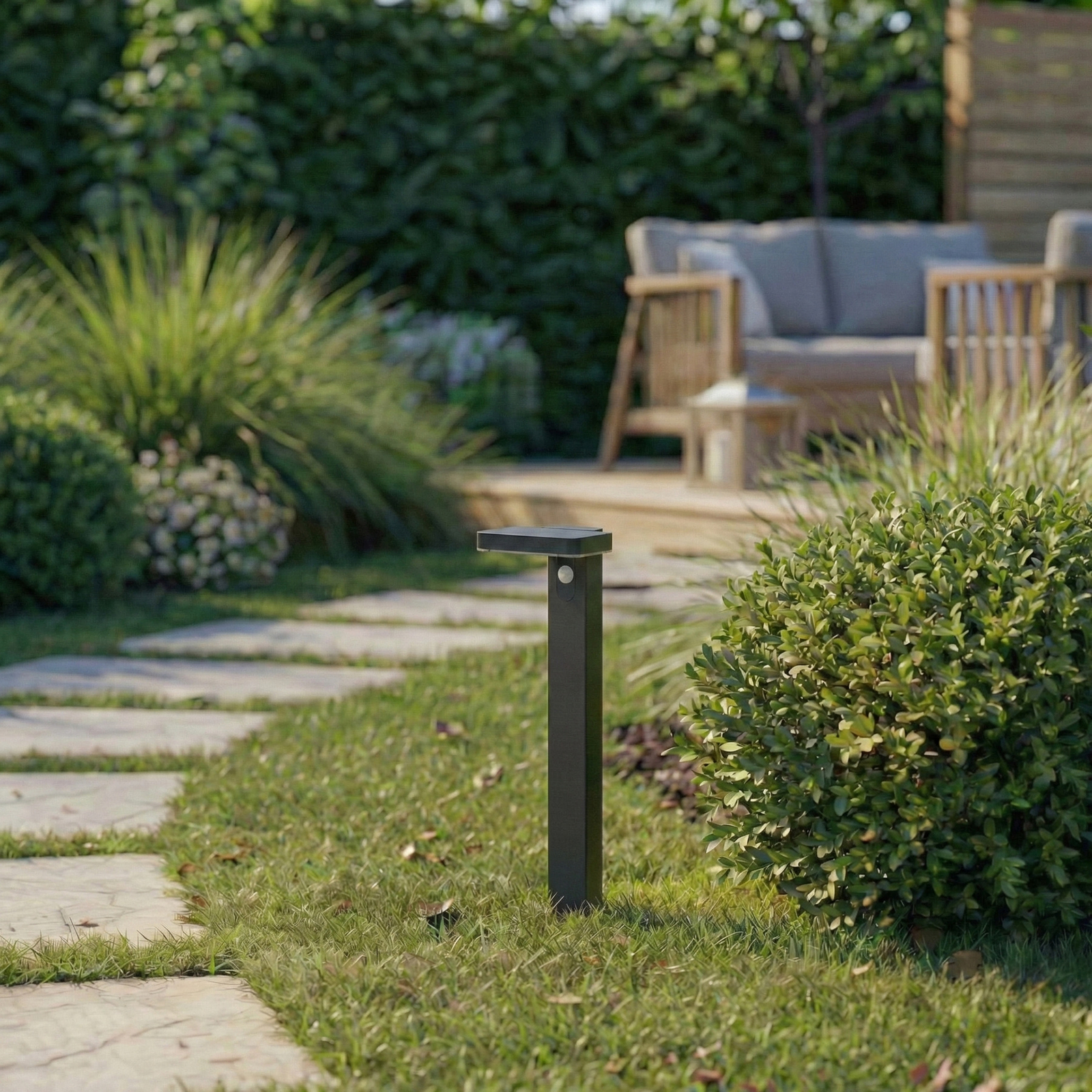 PRIOS LED tuinpadverlichting Tarlson, hoekig, antraciet, sensor