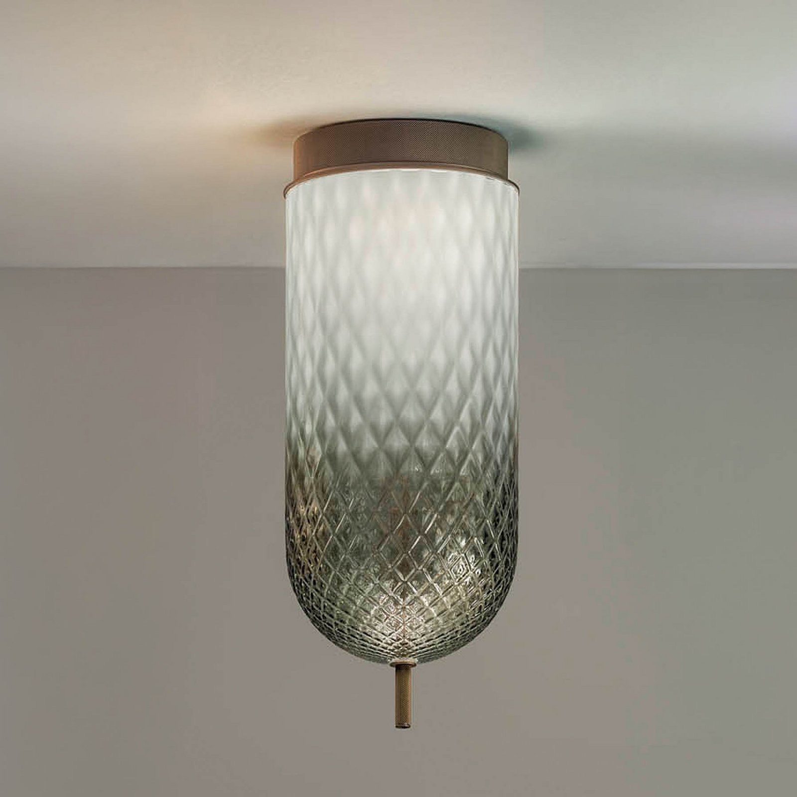 OLEV LED ceiling lamp Curuba, brown, glass, height 40 cm 2,700 K