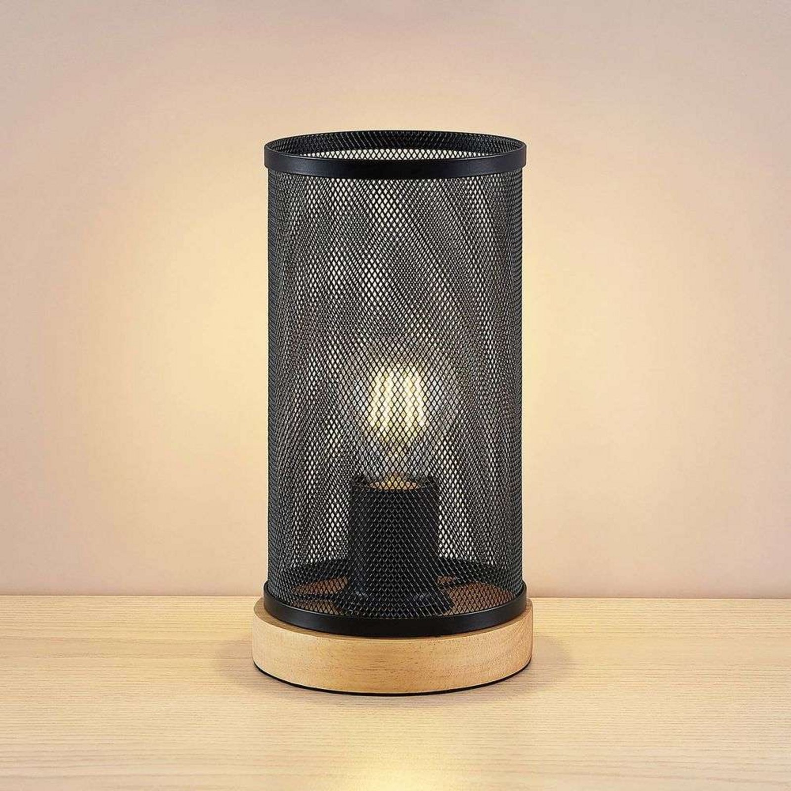 Kiriya Lampă de Masă Black/Wood - Lindby