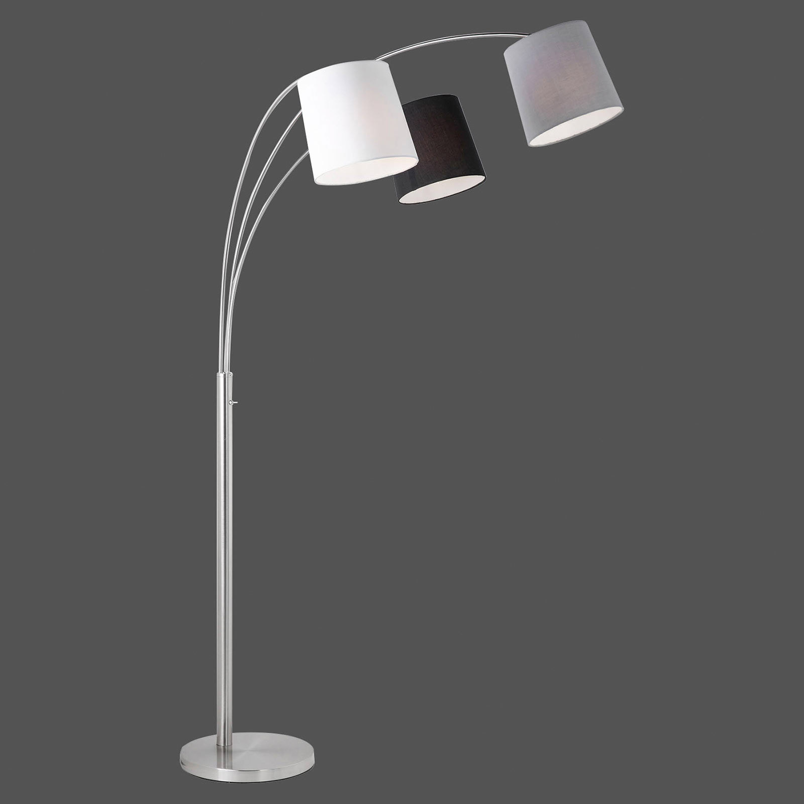 Vloerlamp Melvin, 3-lamps, zwart/grijs/wit