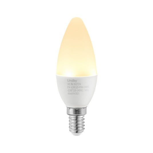 Lindby LED-es gyertyalámpa, E14, C35, 4,5 W, opál, 3000 K