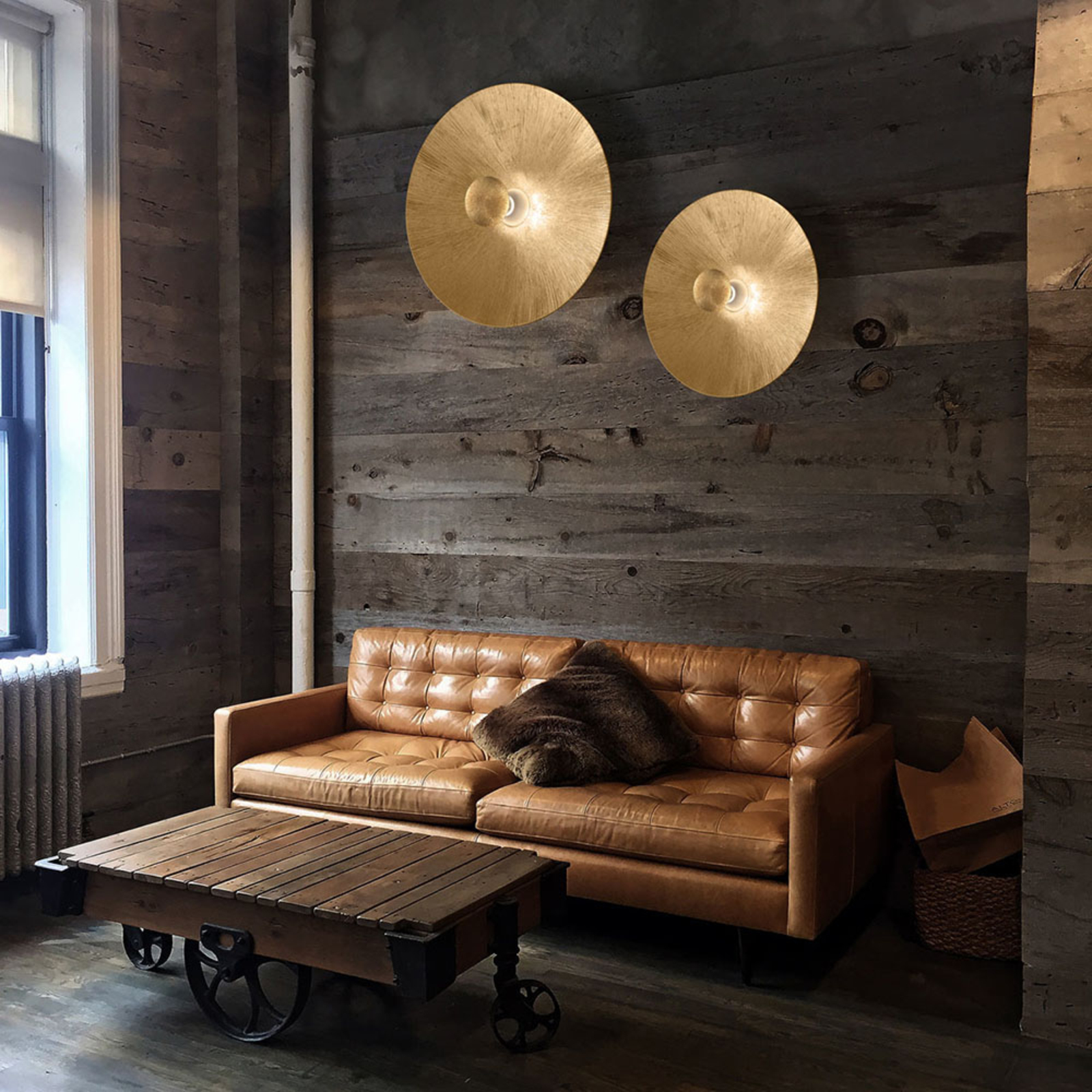 AUSTROLUX BY Kolarz Moon Sun wall light, Ø 62 cm, gold, for Living / Dining Room, glass, E27, 100 W, energy efficiency: A++