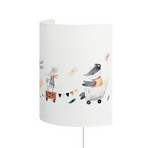Candeeiro de parede Kids Print branco/colorido, 24 cm, com ficha, em tecido -