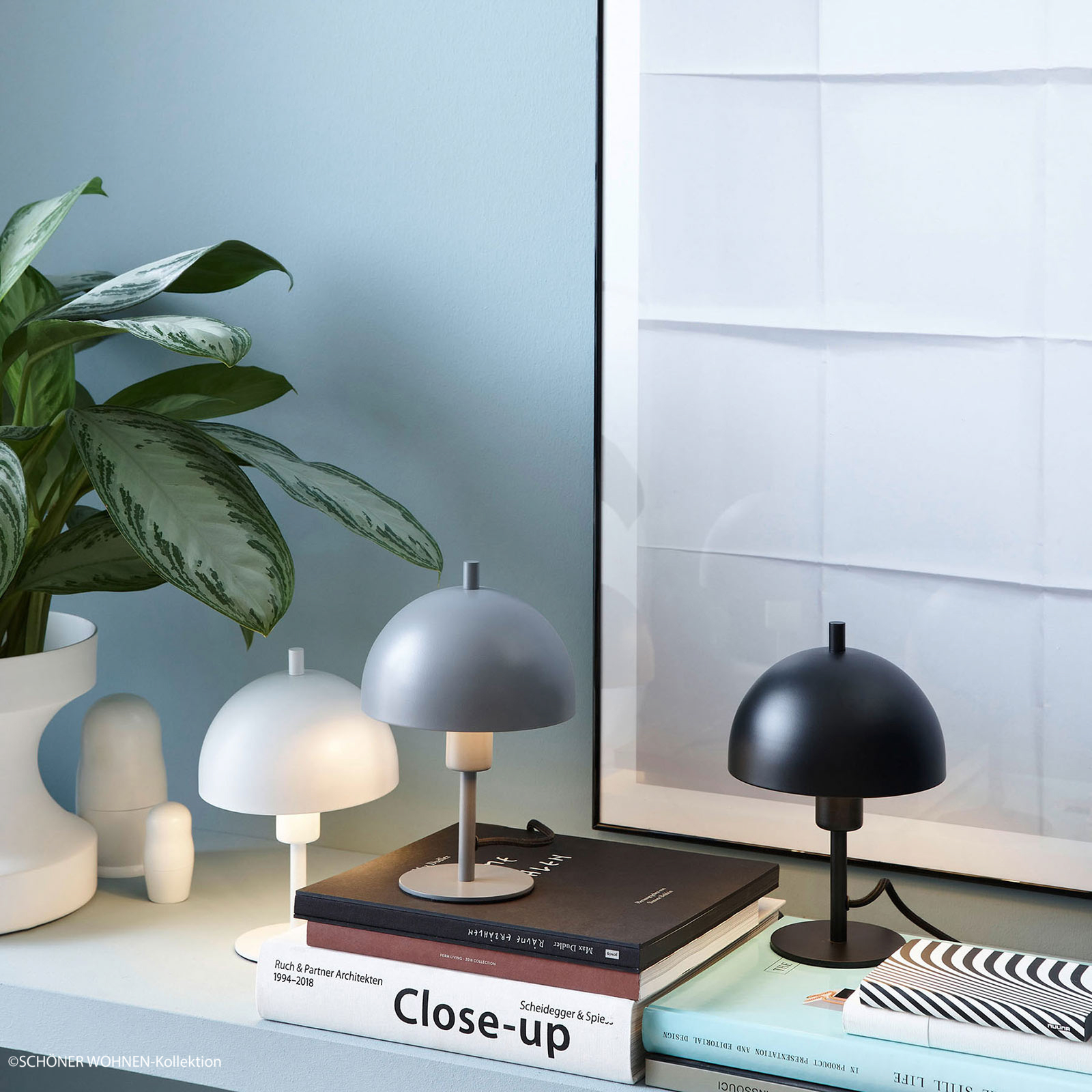SCHÖNER WOHNEN Schöner Wohnen Kia table lamp grey height 24 cm, for Living / Dining Room, metal, E14, 40 W, energy efficiency: A++, H: 24 cm