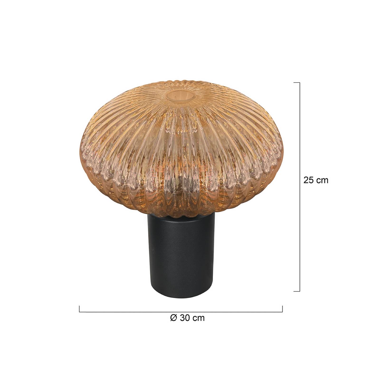  Mexlite Tischlampe Bloeba, ø 30 Cm Schwarz/bernsteinfarben, Glas 