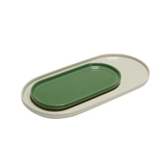 Hübsch Bandeja para servir Amare, color arena + verde, set de 2