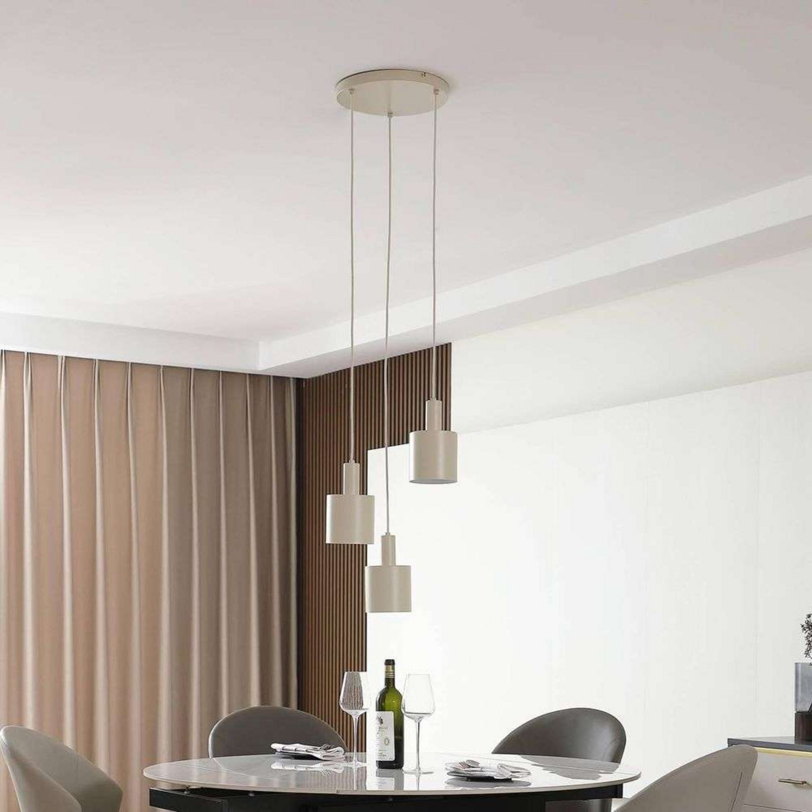 Ovelia 3 Round Lustră Pendul Beige - Lindby