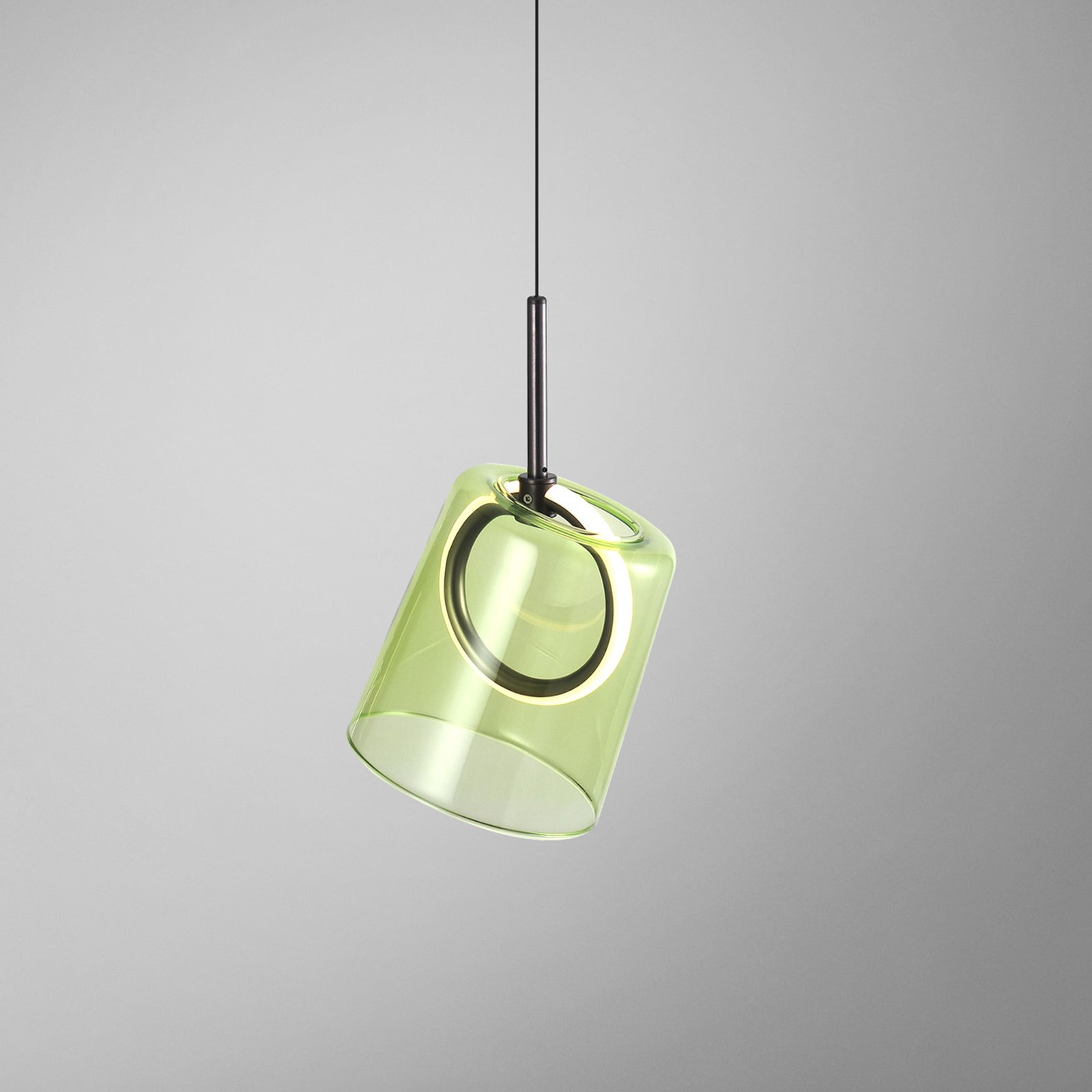 Paul Neuhaus Candeeiro suspenso LED Zula, verde, Ø 15 cm, vidro