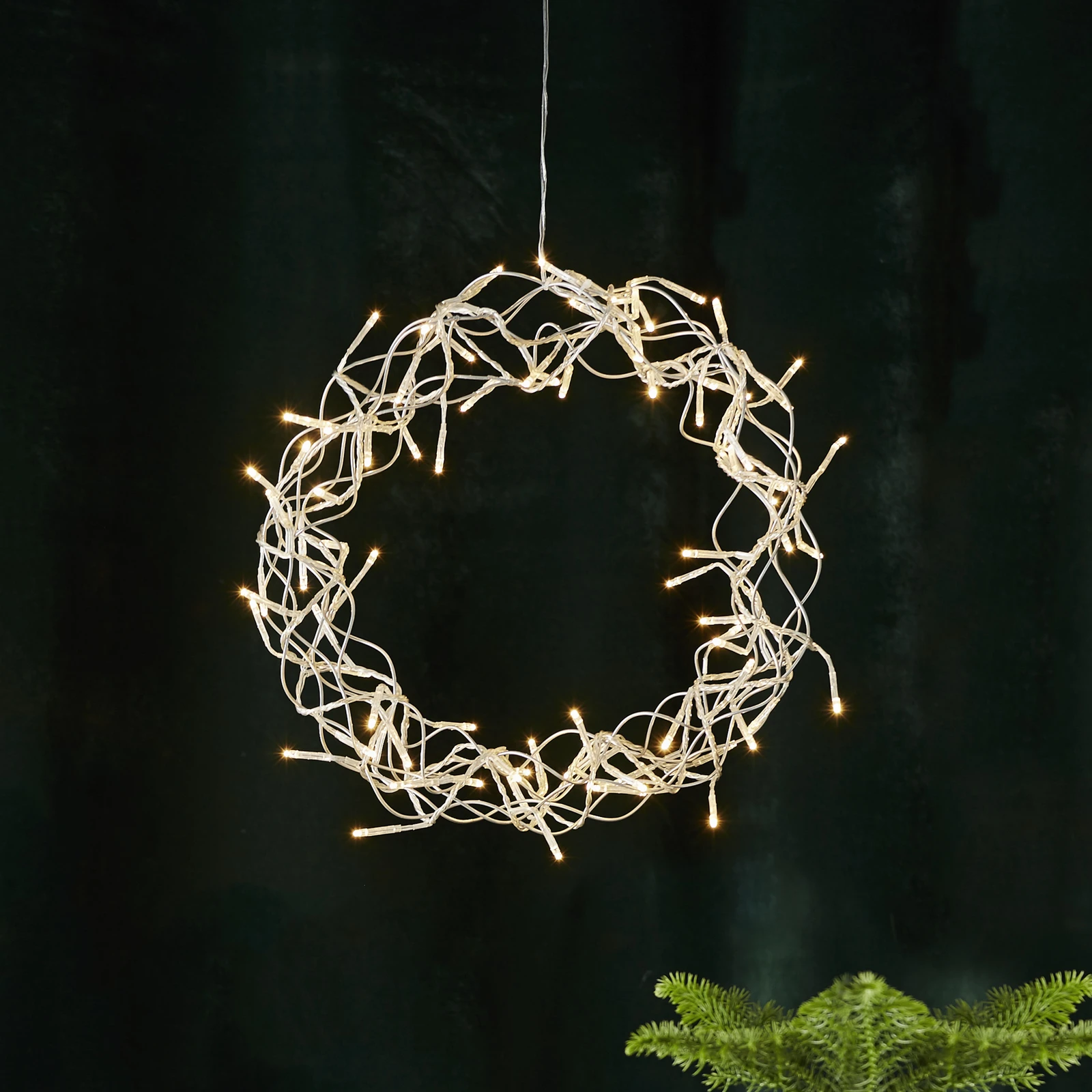 LED-Kranz Curly, warmweiß, Ø 30 cm