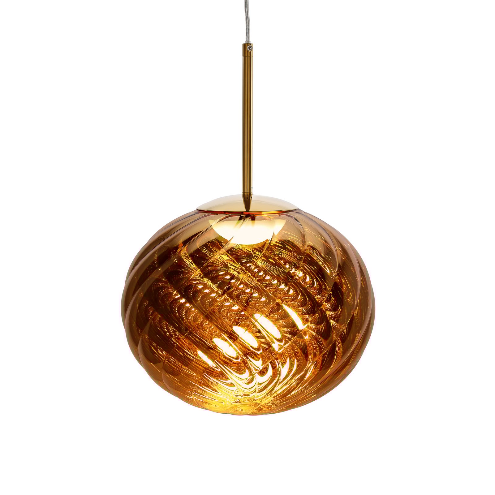 Tom Dixon LED-Hängelampe Whirl, gold, 30 cm, Kunststoff, dim