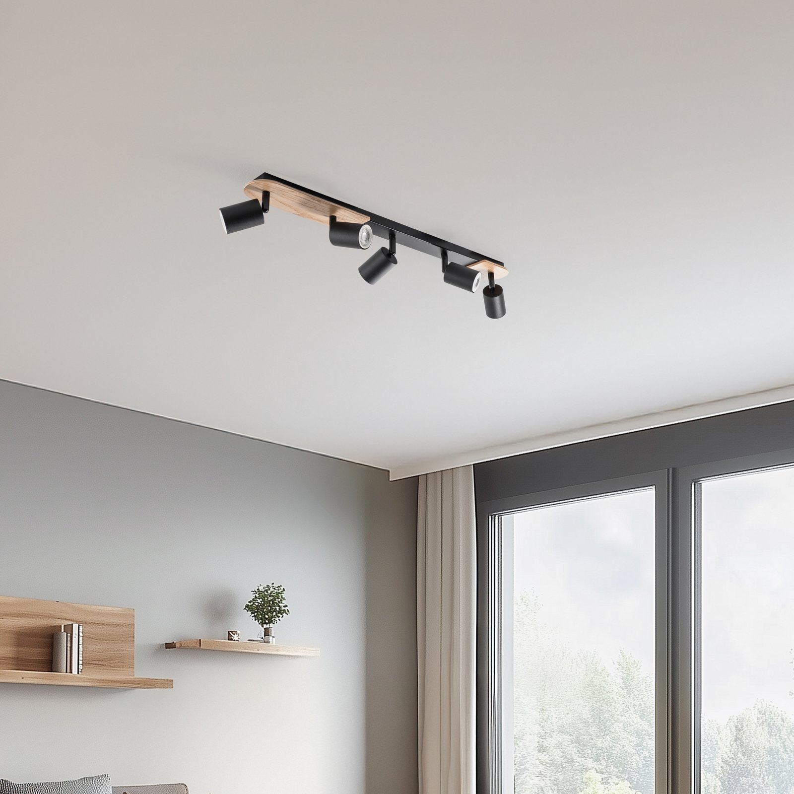 Plafondspot Cover Wood, 5-lamps