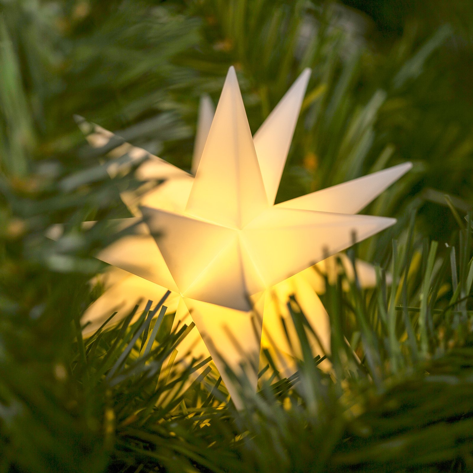 LED-stjerne inne, 18-spisser, Ø 12 cm, hvit