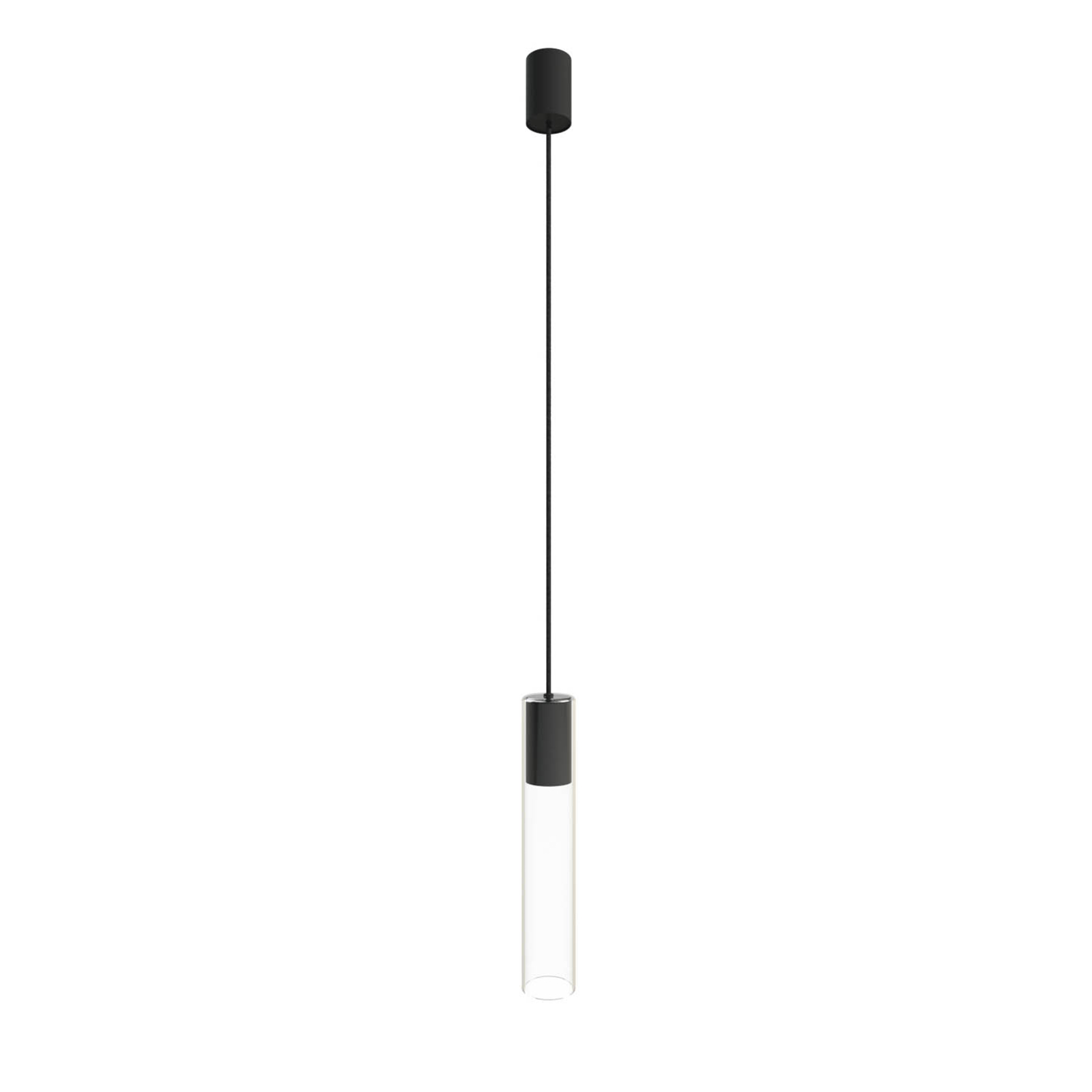 Suspension Cylinder, transparente/noire, H 35 cm