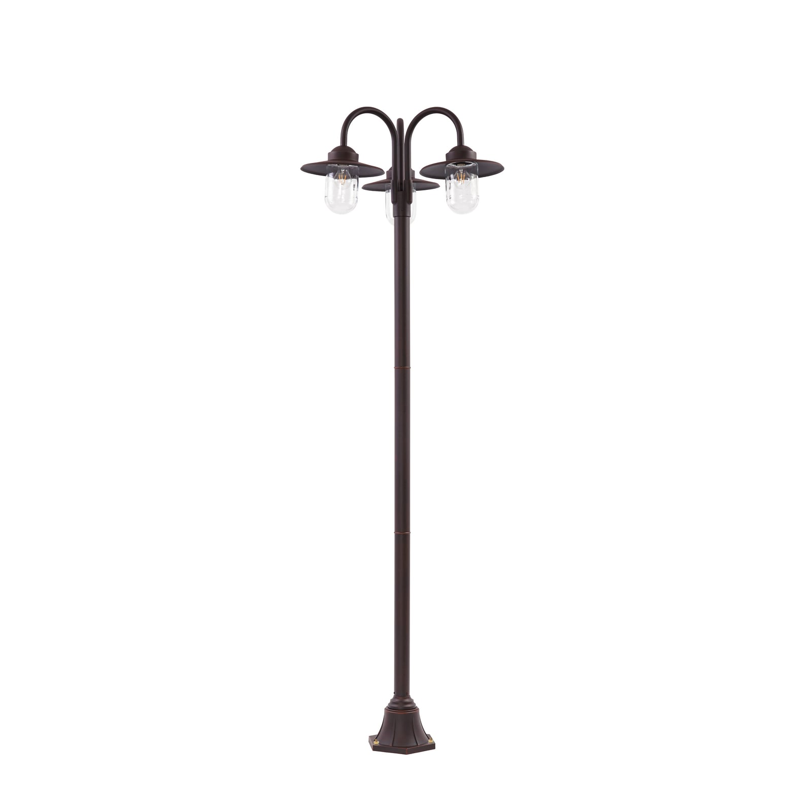 Bilma-ulkovalaisin, korkeus 220 cm, ruosteenvärinen, 3-lamppuinen, lasi, IP65 –