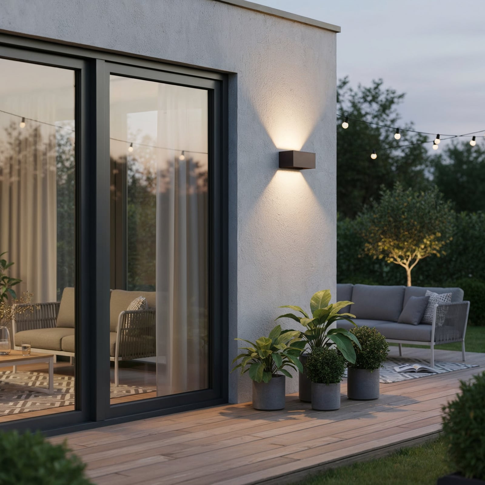 Ideal Lux kinkiet zewnętrzny LED Atom, brązowy, 20 cm, metalowy