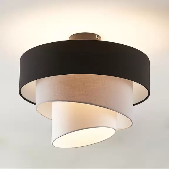 Lampenwelt Lindby Coria Deckenlampe, schwarz und grau