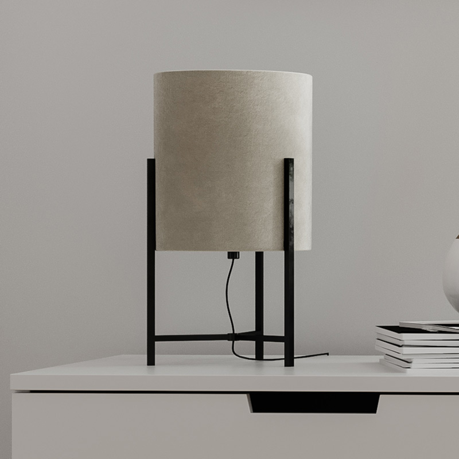 By Rydéns Honey table lamp, cream, for Living / Dining Room, metal, velvet, E27, 40 W, energy efficiency: A++, H: 38 cm