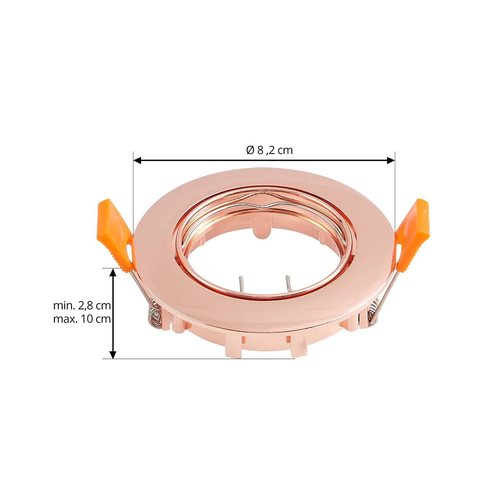 Wpuszczana lampa sufitowa Prios Fibur, miedź, aluminium, Ø 8,2 cm