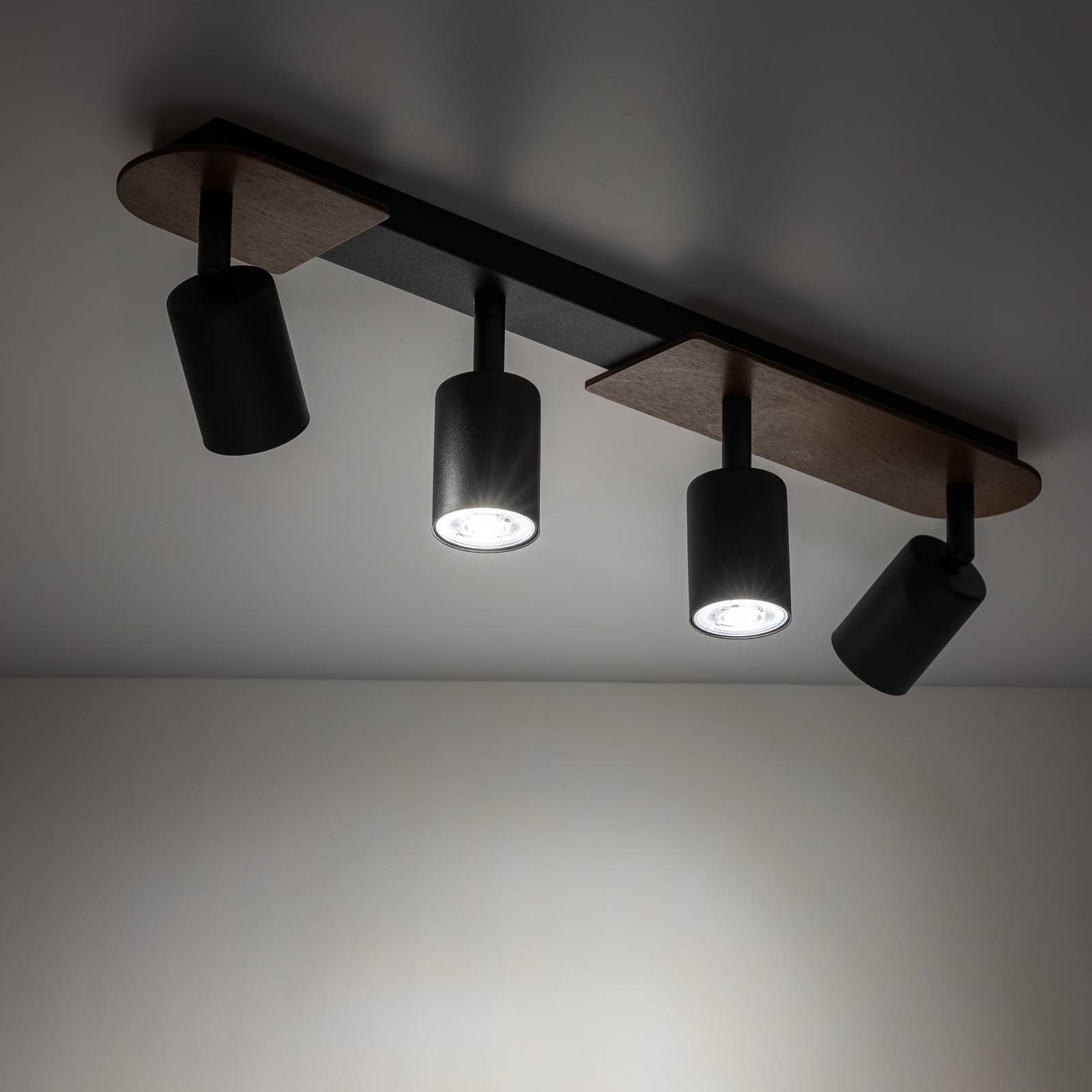 tk lighting spot pour plafond cover wood, noyer, à 4 lampes