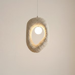 Lampada a sospensione Zoga, ecru, 50 x 30 cm, fibra di vetro, E27