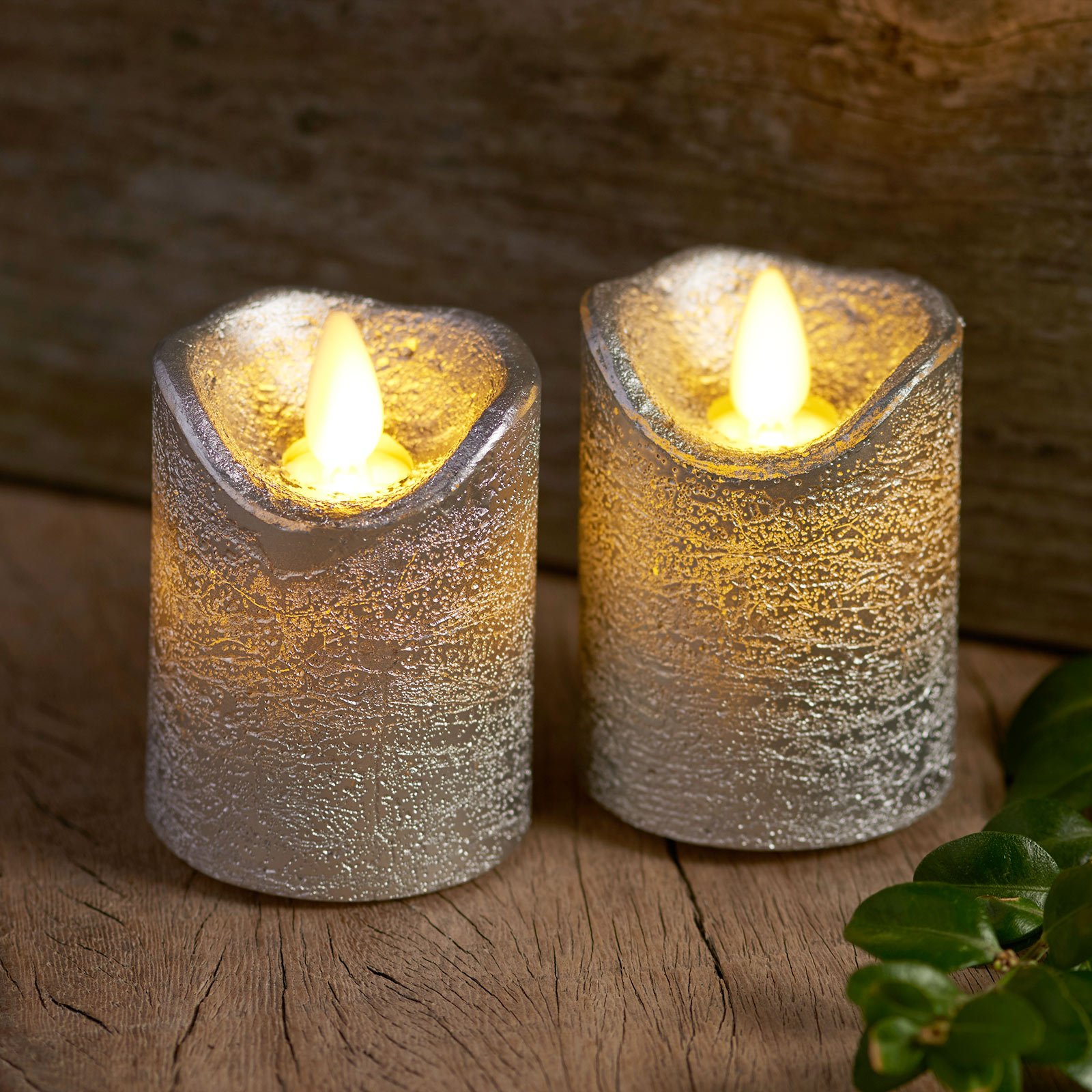 Sirius Sara Mini LED candle, 2, silver, Ø 5cm, height 7cm, wax, H: 7 cm