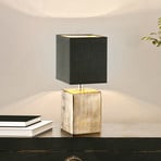 Настолна лампа Ouro, черна/антична бронз, 35 см, текстил/керамика