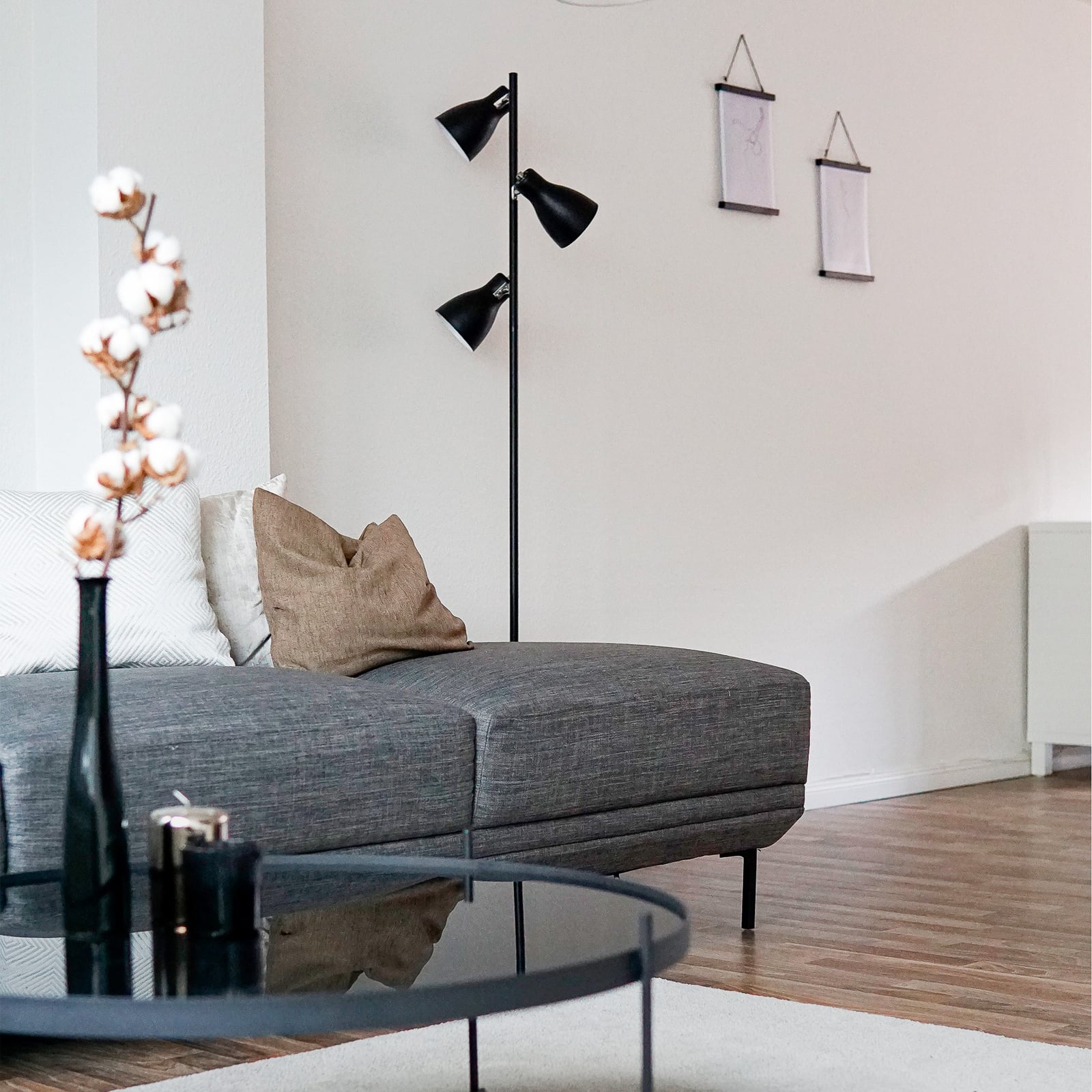 Gide álló világítás, 3 izzós, fekete, fém, E27