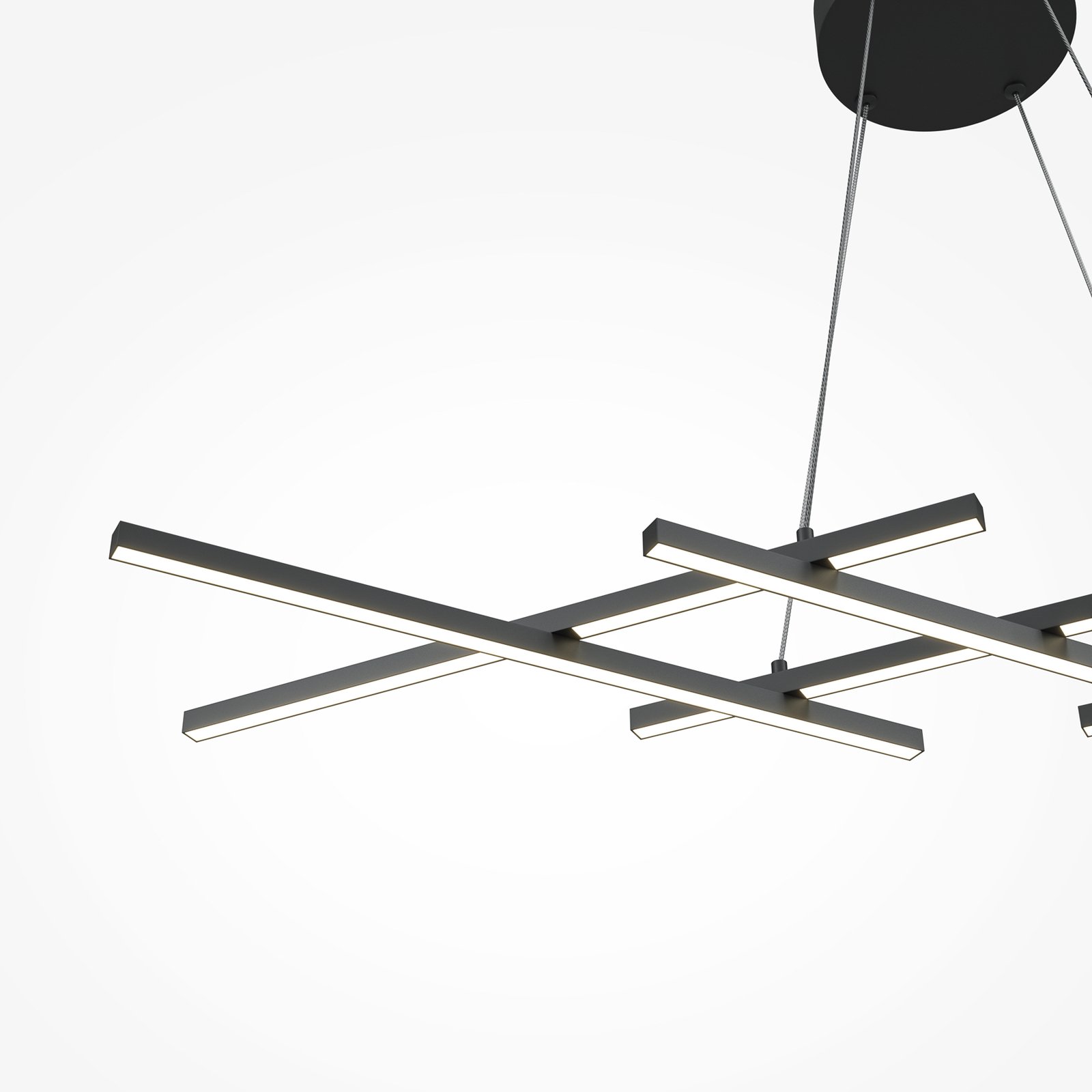 Maytoni LED pendant light Halo, black, length 103.5 cm