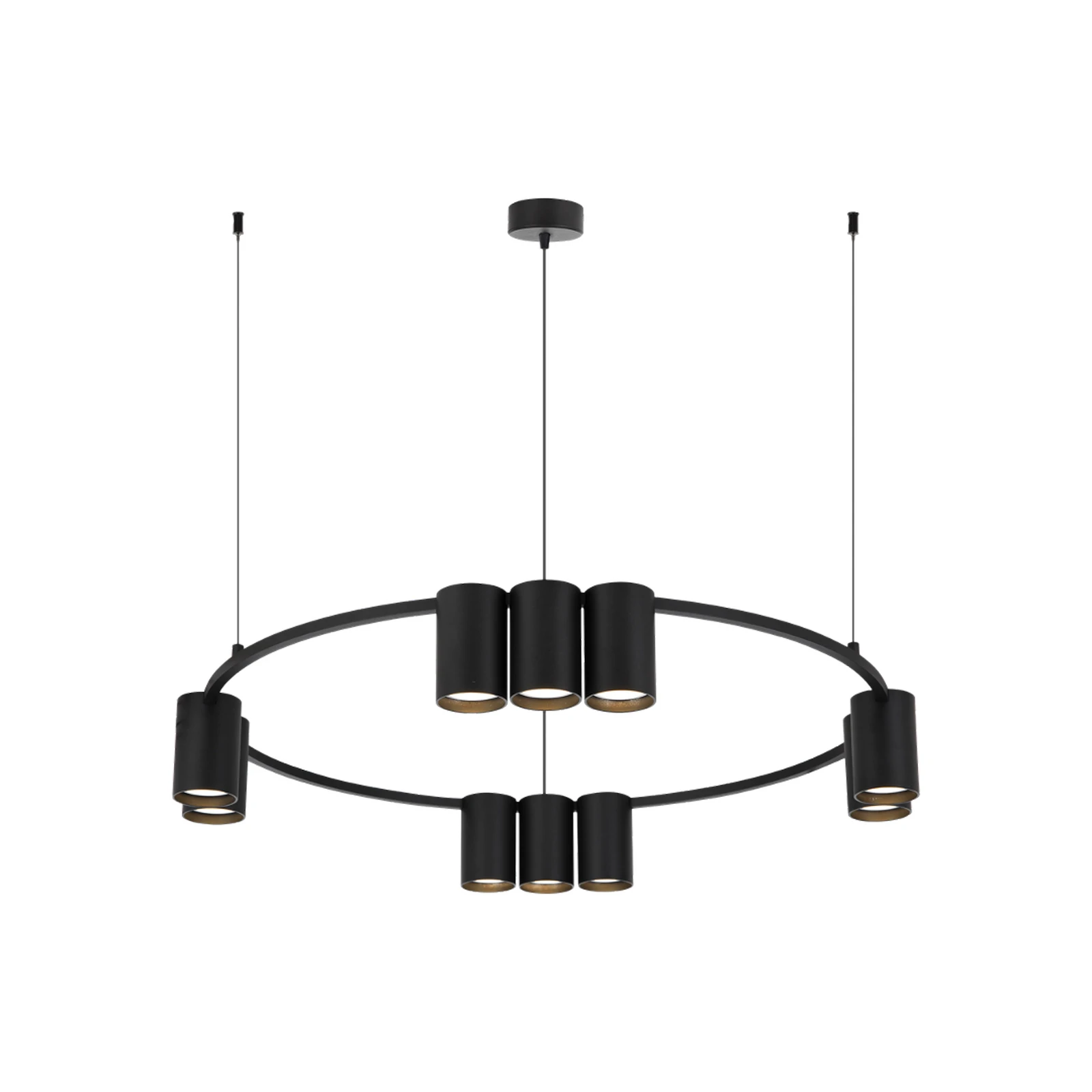 Suspension Genesis, aluminium, noir, 10 x GU10, Ø 60 cm