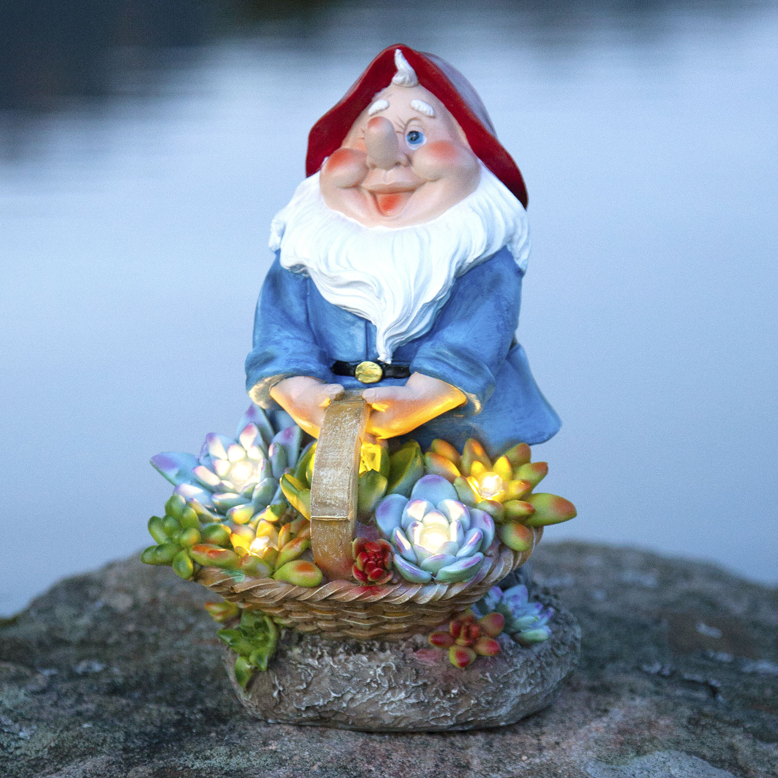 Best Season Gnomy LED solar light, flower basket, plastic, 0.06 W, W: 14 cm, H: 22 cm