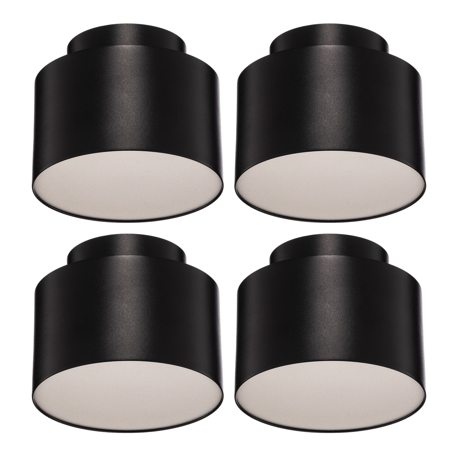Lindby LED spot Nivoria, 11 x 8,8 cm, zandzwart, set van 4