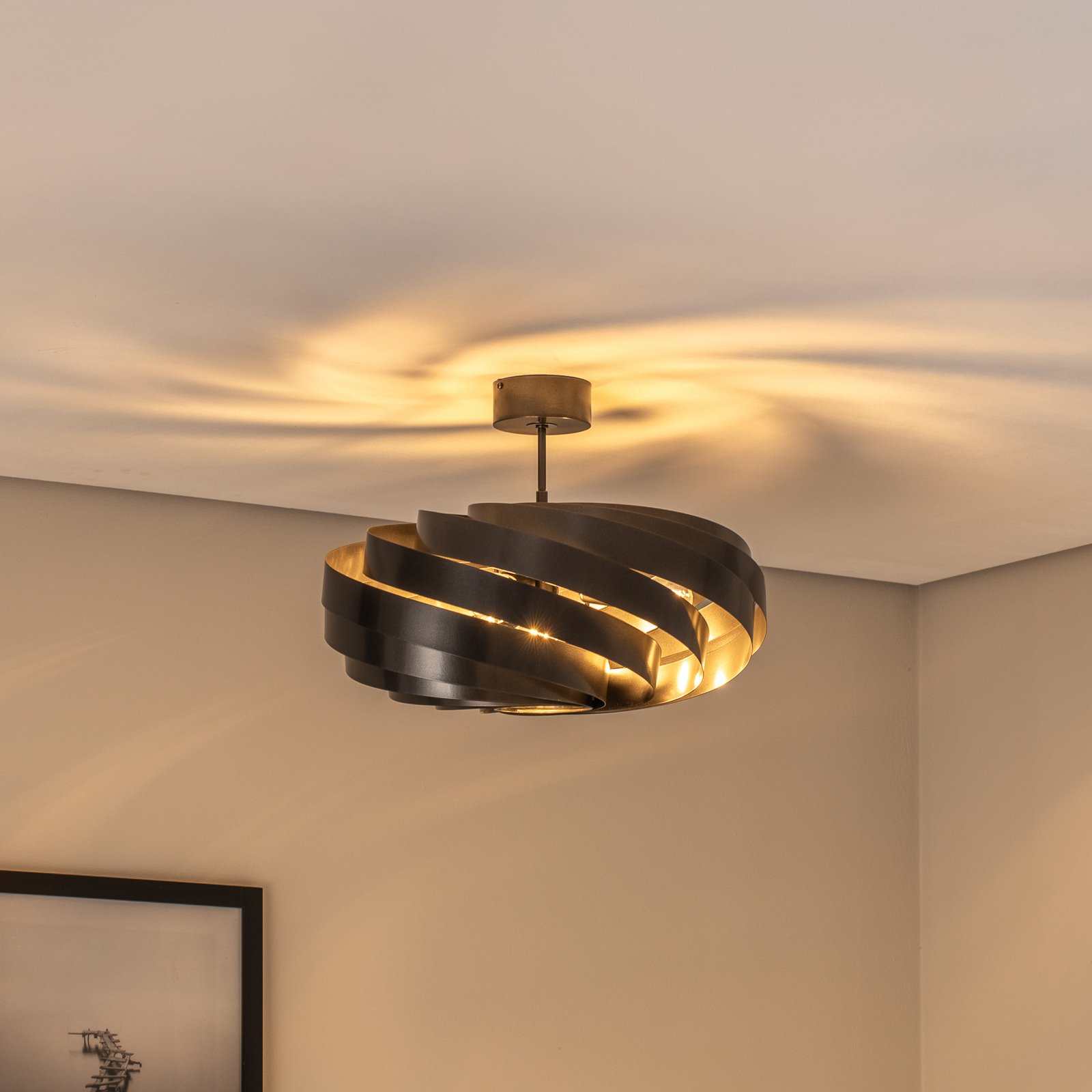 Plafón Vento, antracita, Ø 60 cm