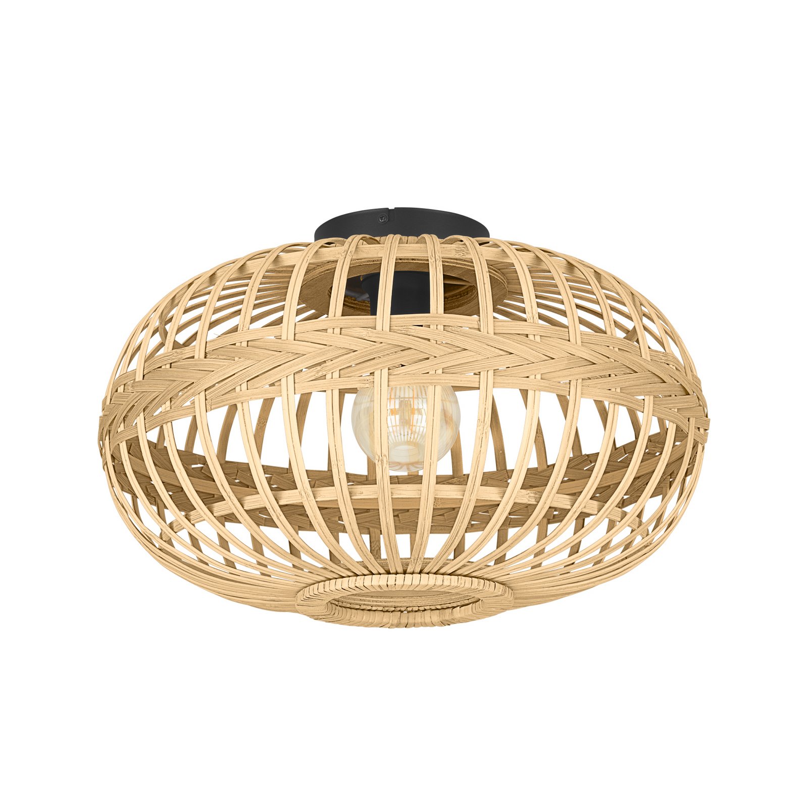 Taklampa Amsfield av bambu, oval