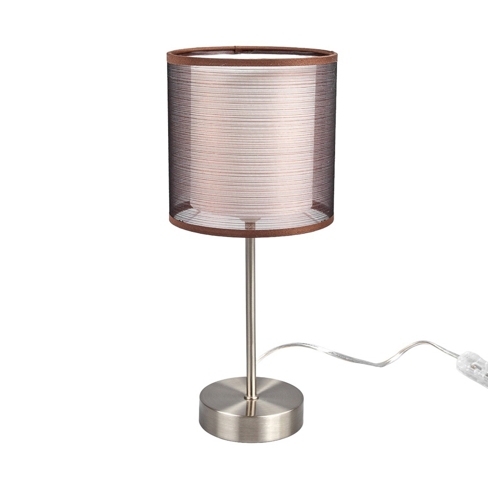 Lámpara de noche Nica con pantalla de tela marrón