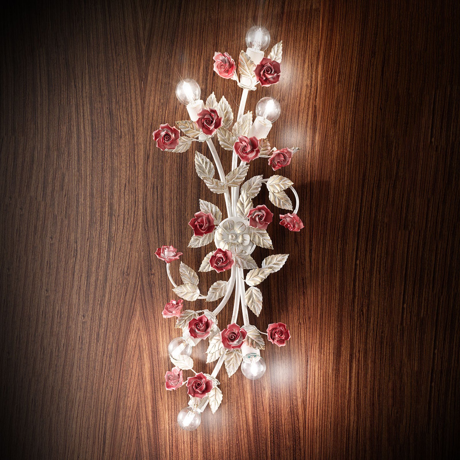 Masiero Fiore 6-bulb wall light, for Living / Dining Room, metal, ceramic, E14, 40 W, energy efficiency: A++, H: 65 cm