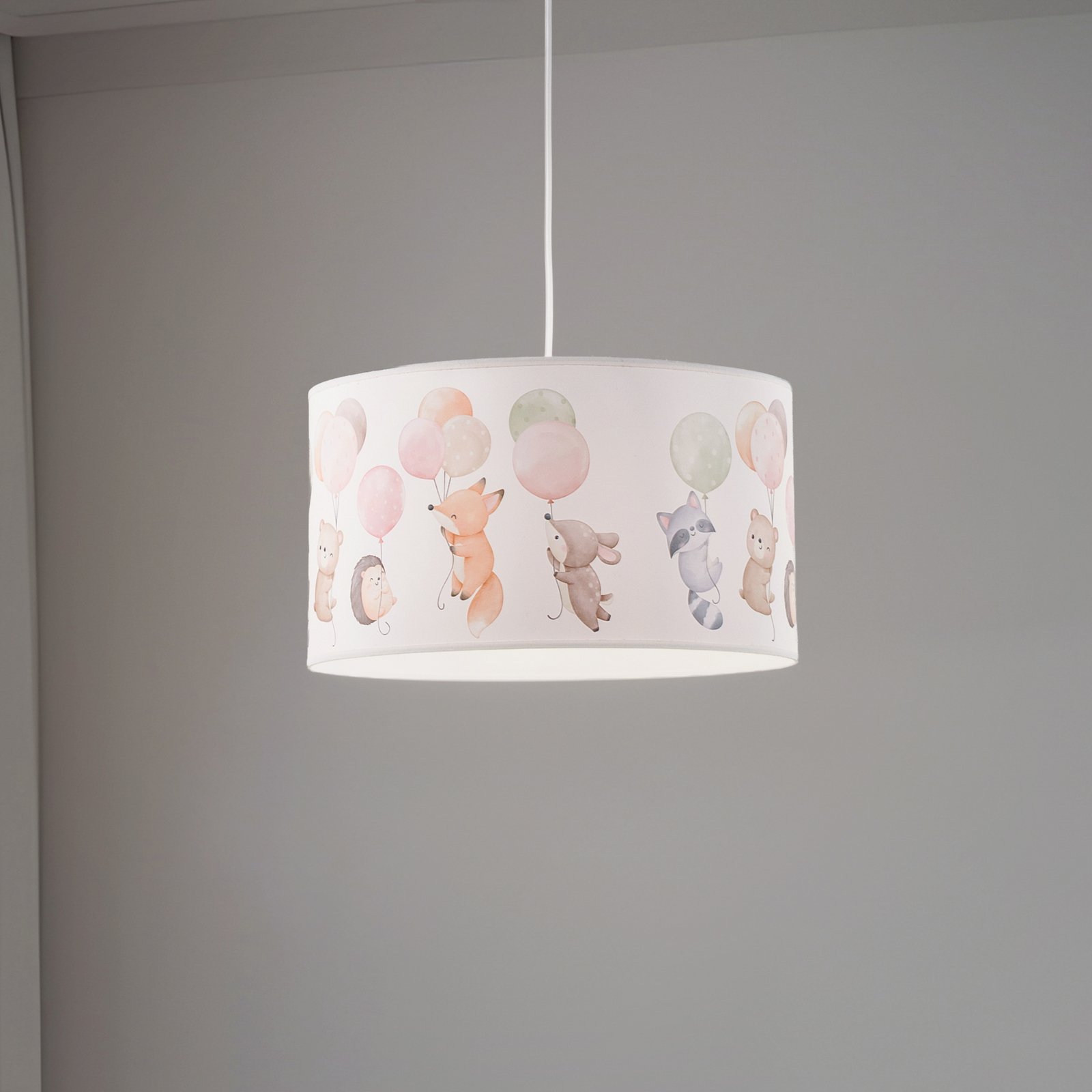 Freddy függőlámpa, Ø 35 cm, szövet, színes, állatok, E27