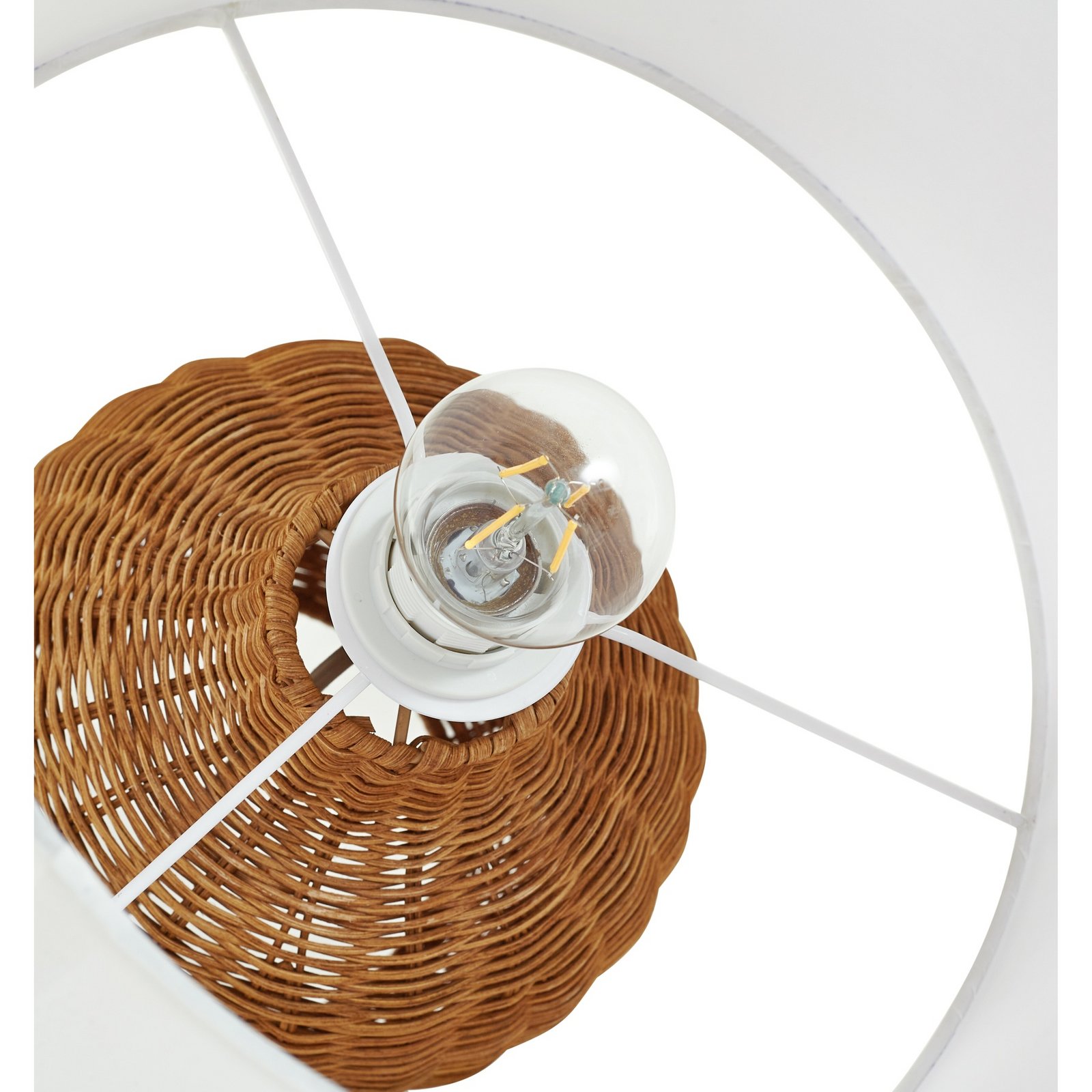 Lirenda table lamp, natural/white, rattan, height 52 cm - Lindby