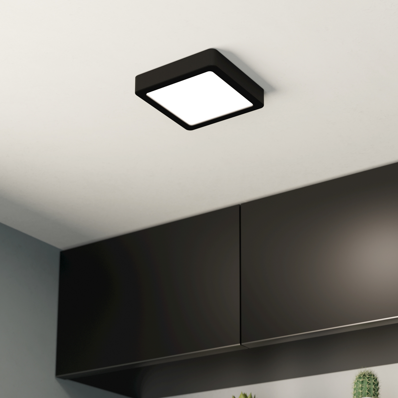 LED-taklampe Fueva 5 IP44 3000K svart 16x16cm