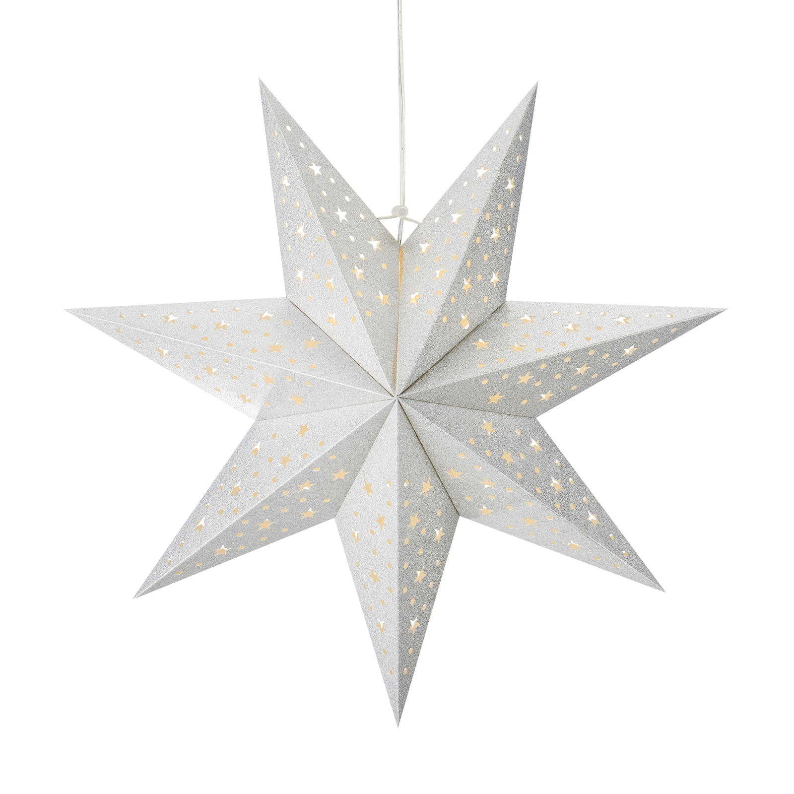 Blank LED hanging star battery timer Ø 45cm silver