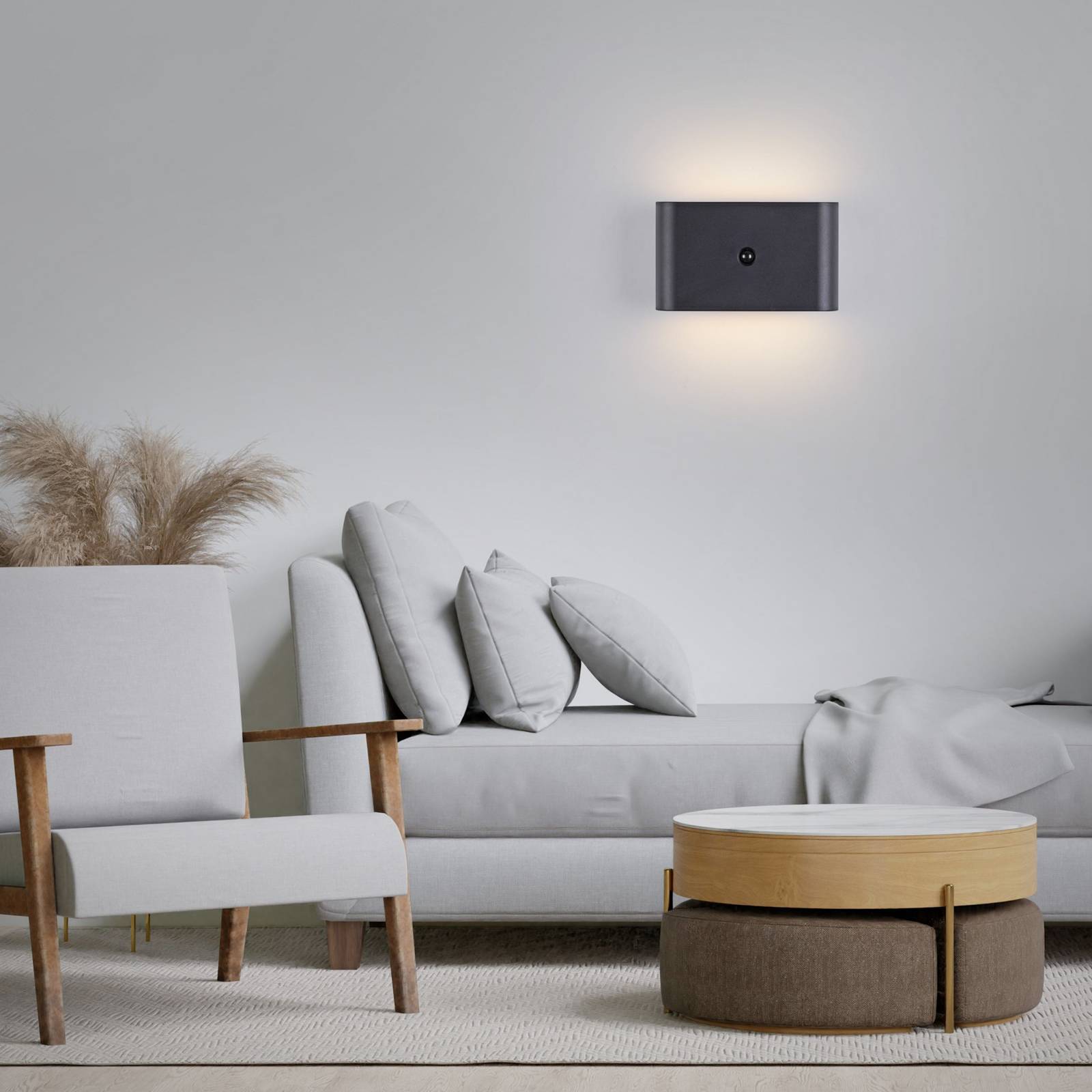 JUST LIGHT. LED-Akku-Wandleuchte Ziddy schwarz Sensor 3.000K günstig online kaufen